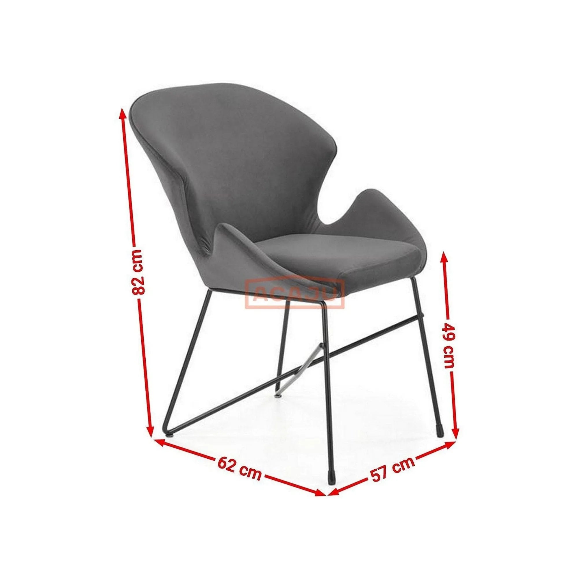 Scaun K458, gri/negru, stofa catifelata/metal, 57x62x82 cm