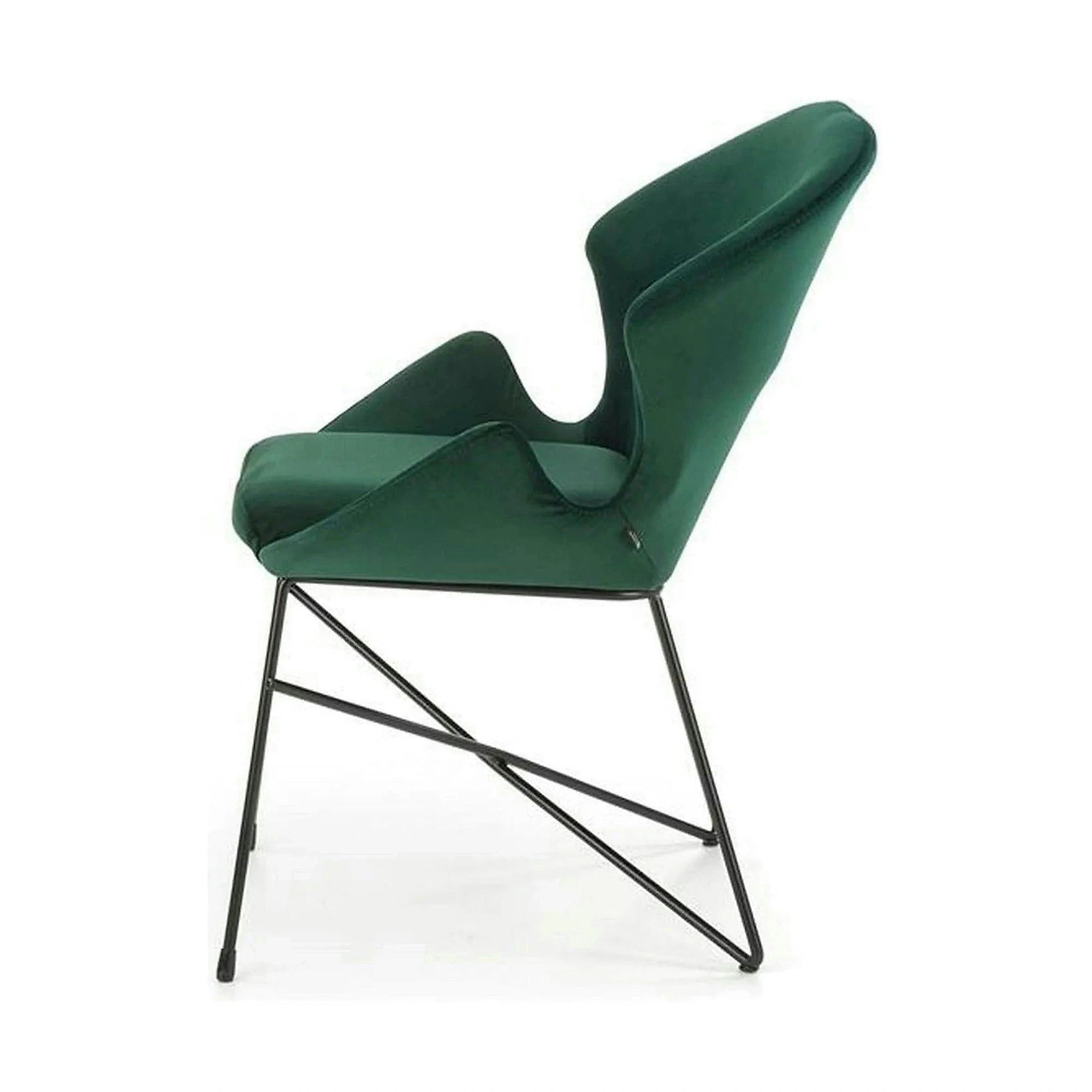Scaun K458, verde/negru, stofa catifelata/metal, 57x62x82 cm
