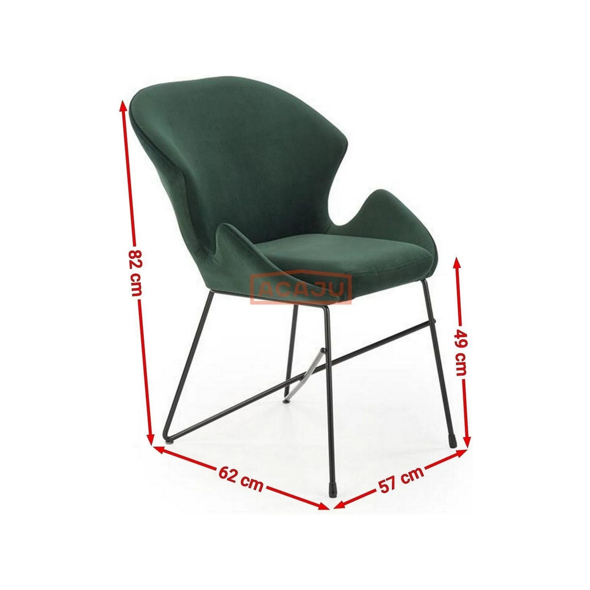 Scaun K458, verde/negru, stofa catifelata/metal, 57x62x82 cm