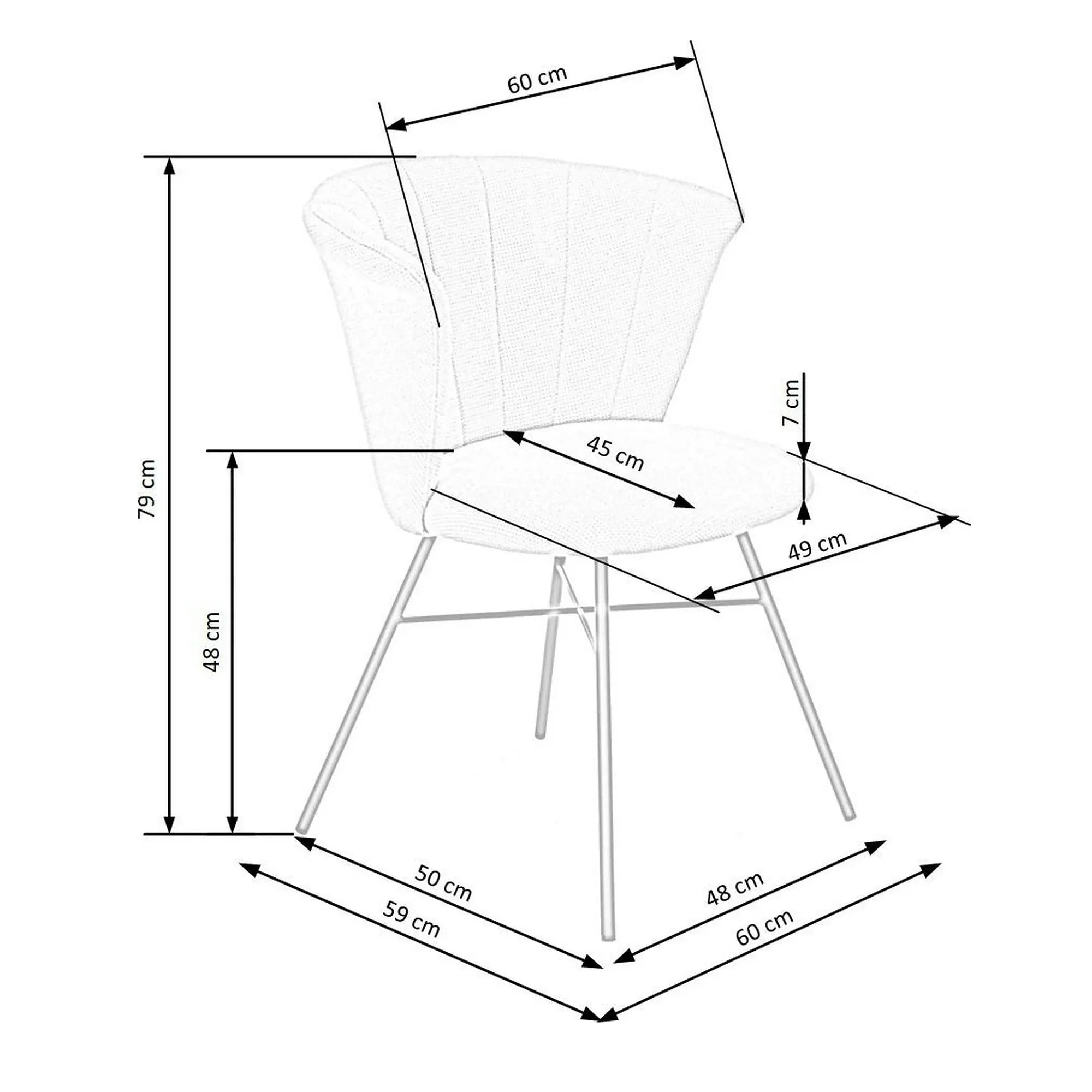 Scaun K459, bej/negru, stofa clasica/otel, 60x59x79 cm