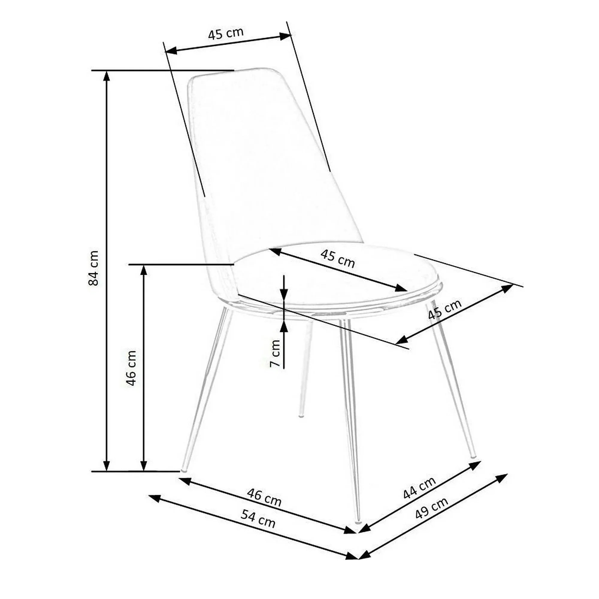 Scaun K460, negru/auriu, stofa catifelata, 49x54x84 cm