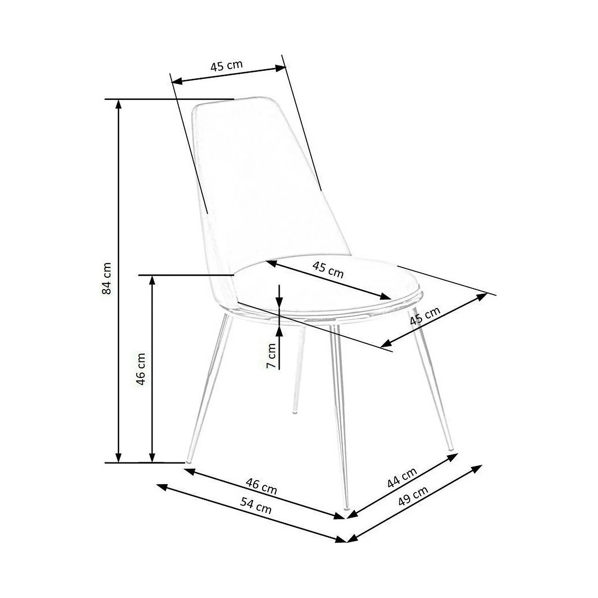 Scaun K460, negru/auriu, stofa catifelata, 49x54x84 cm