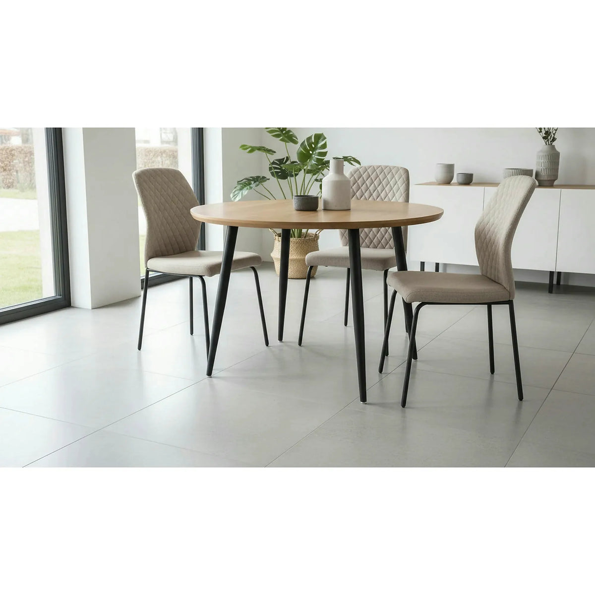 Scaun K461, bej/negru, stofa clasica, 46x56x92 cm