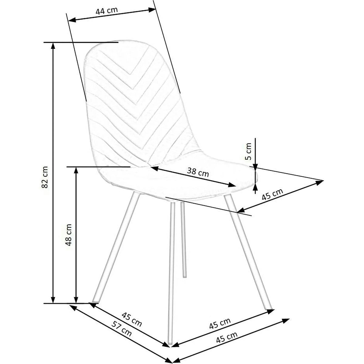 Scaun K462, gri/negru, stofa catifelata/metal, 45x57x82 cm