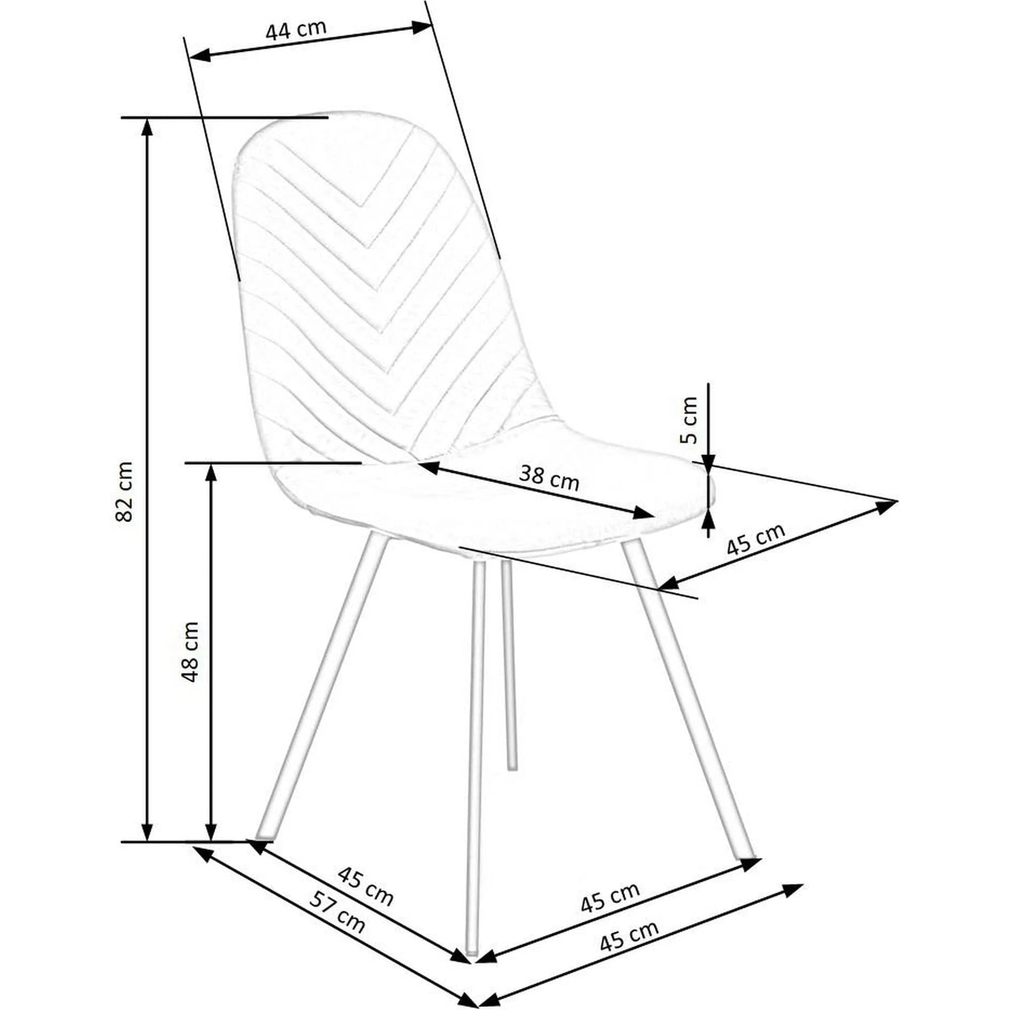 Scaun K462, gri/negru, stofa catifelata/metal, 45x57x82 cm