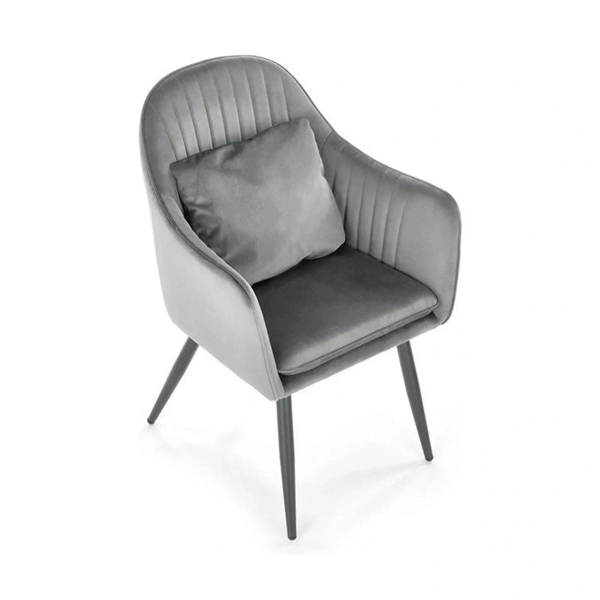 Scaun K464, gri/negru, stofa catifelata/metal, 58x59x84 cm
