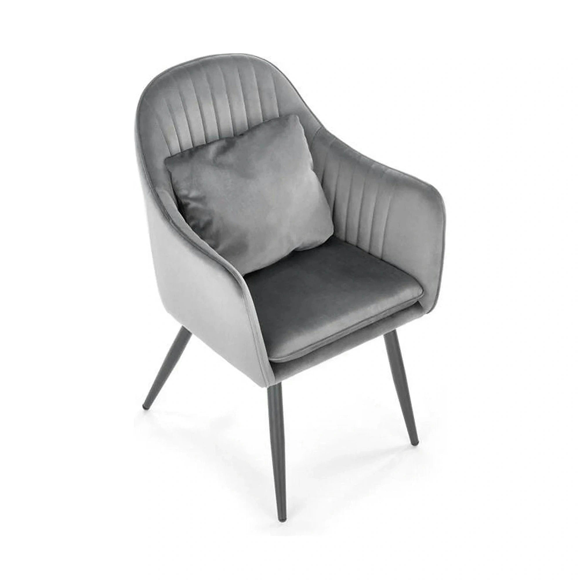 Scaun K464, gri/negru, stofa catifelata/metal, 58x59x84 cm