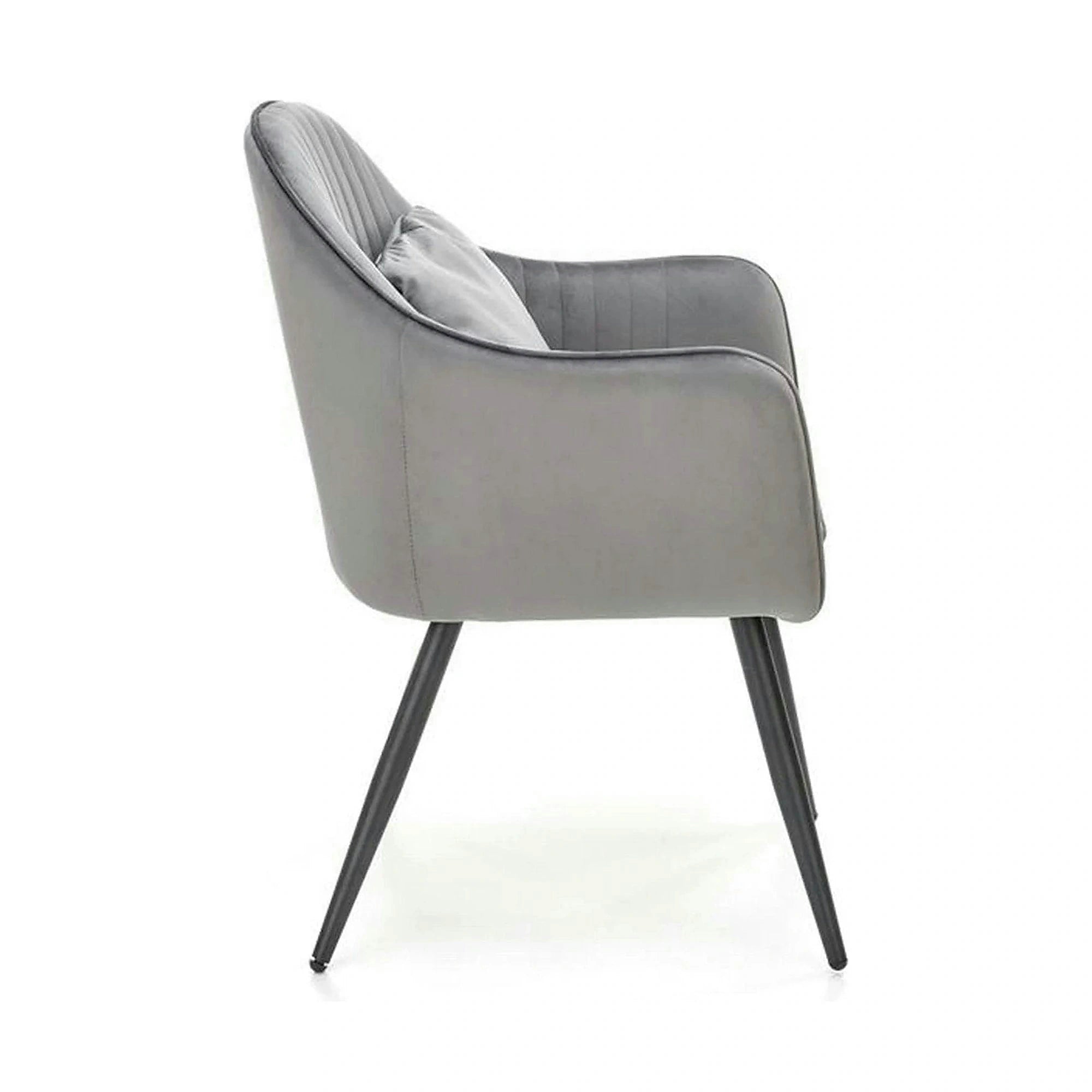 Scaun K464, gri/negru, stofa catifelata/metal, 58x59x84 cm