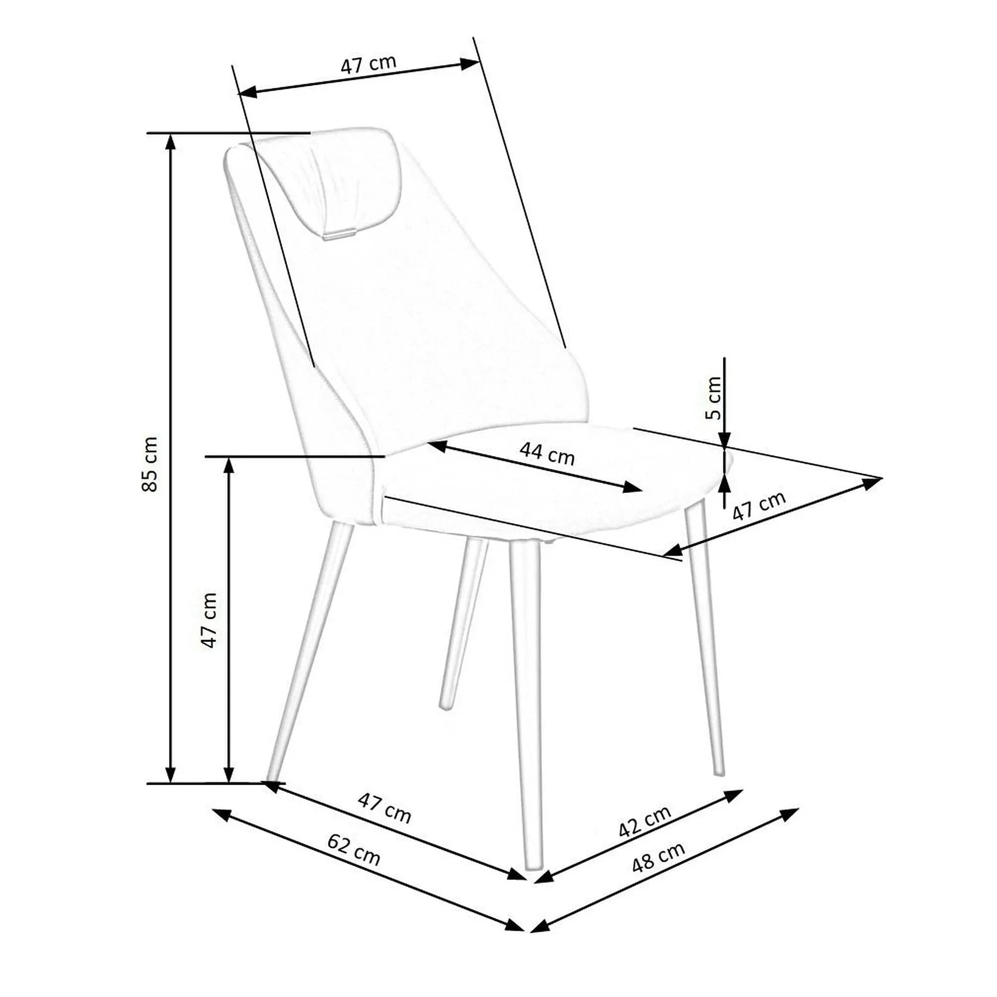 Scaun K470, gri/negru, stofa clasica/metal, 48x62x85 cm