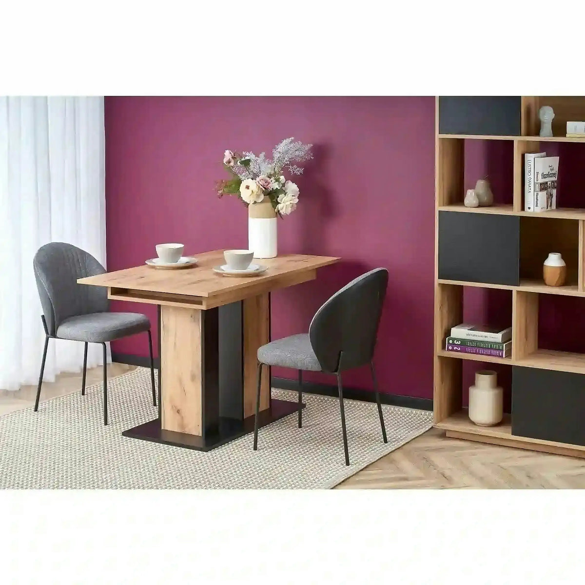 Scaun K471, gri/negru, stofa/piele ecologica, 50x58x85 cm