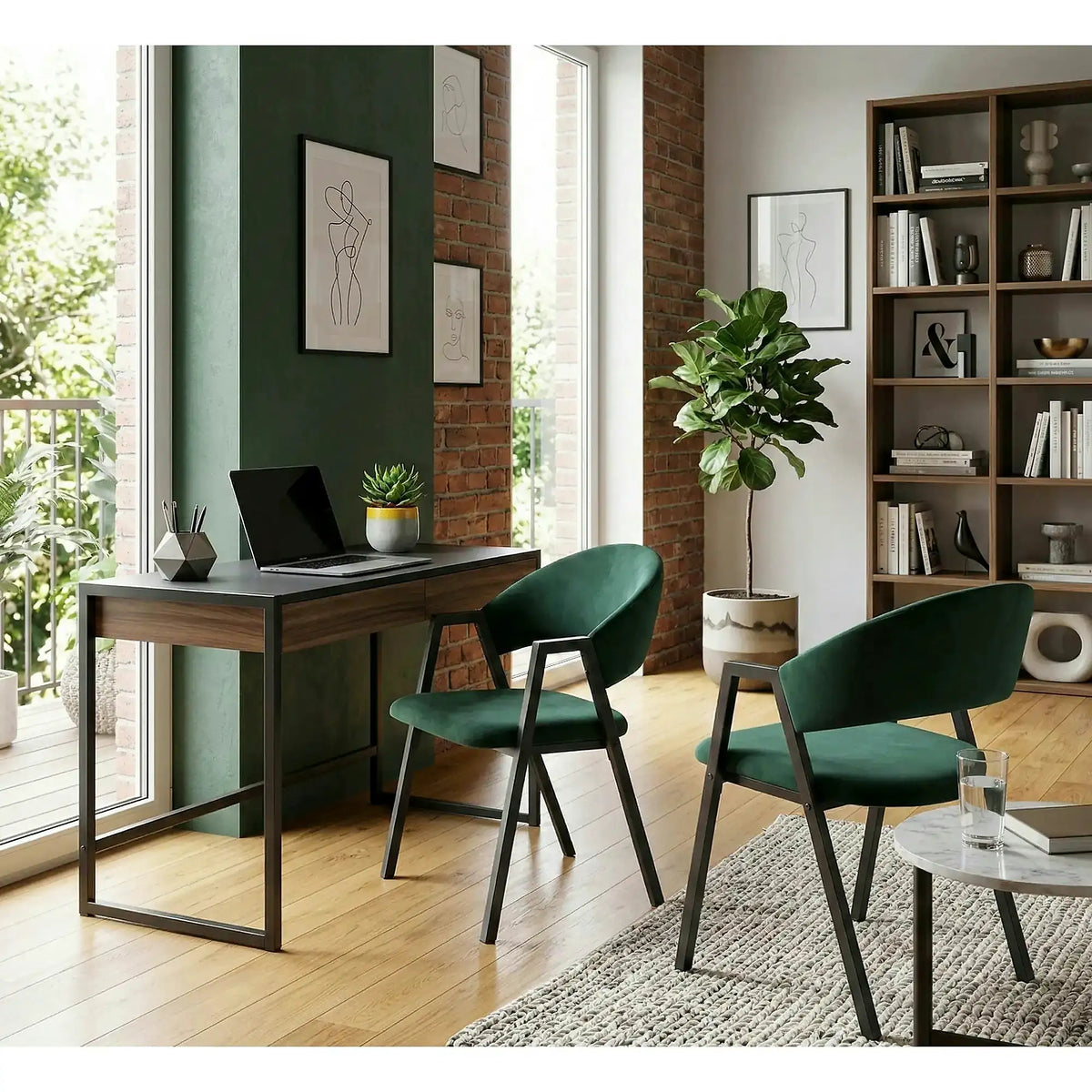 Scaun K473, stofa catifelata verde inchis, 54x58x82 cm
