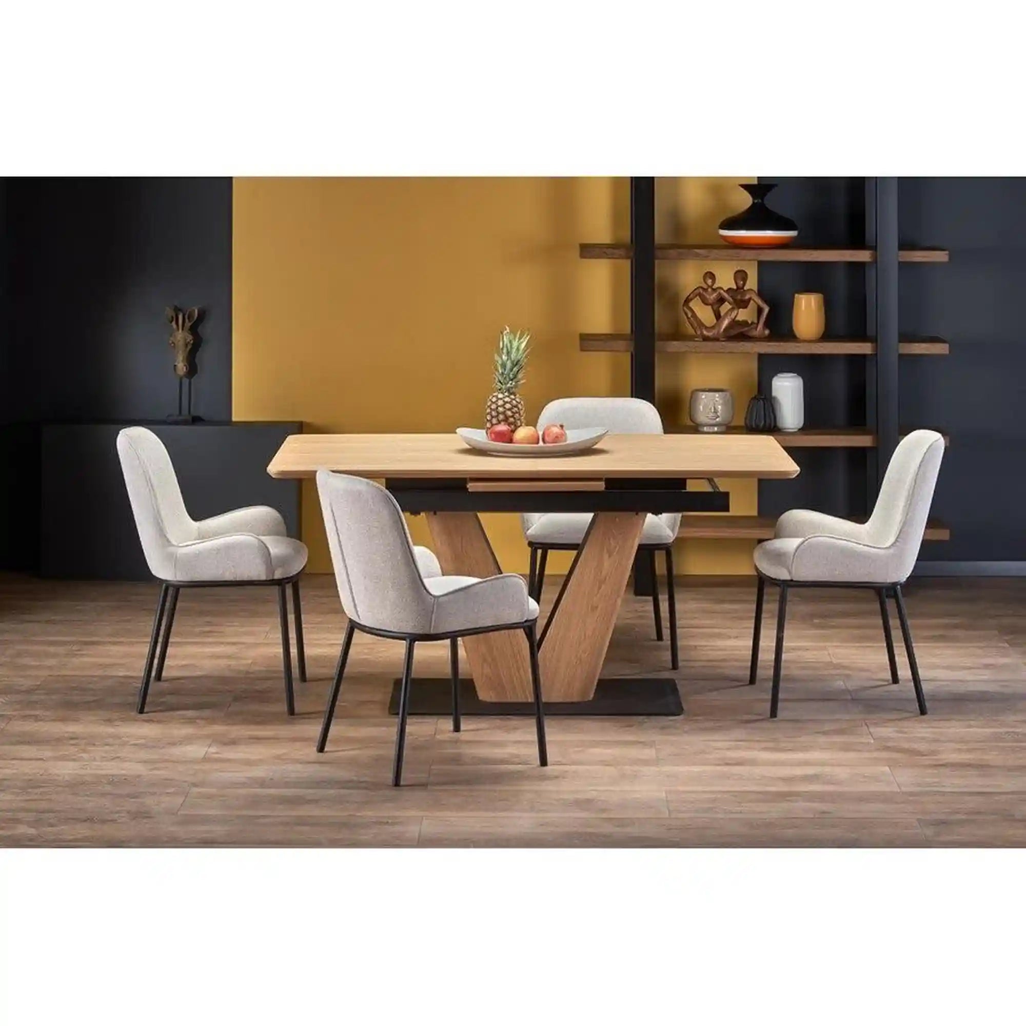 Scaun K481, alb/negru, stofa clasica/metal, 54x60x83 cm