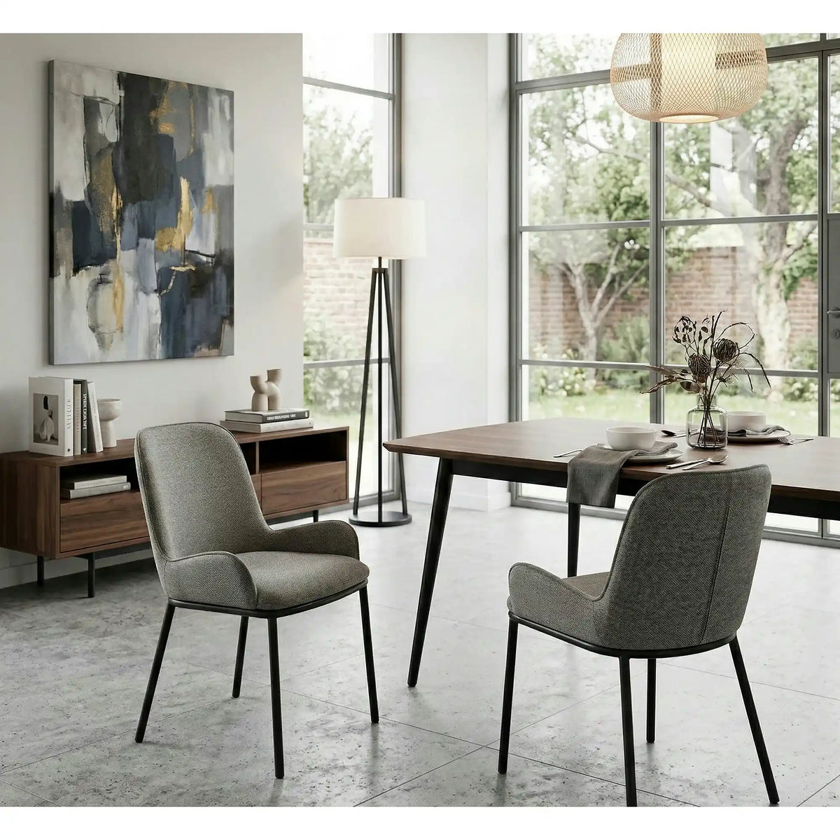 Scaun K481, gri/negru, stofa clasica/metal, 54x60x83 cm