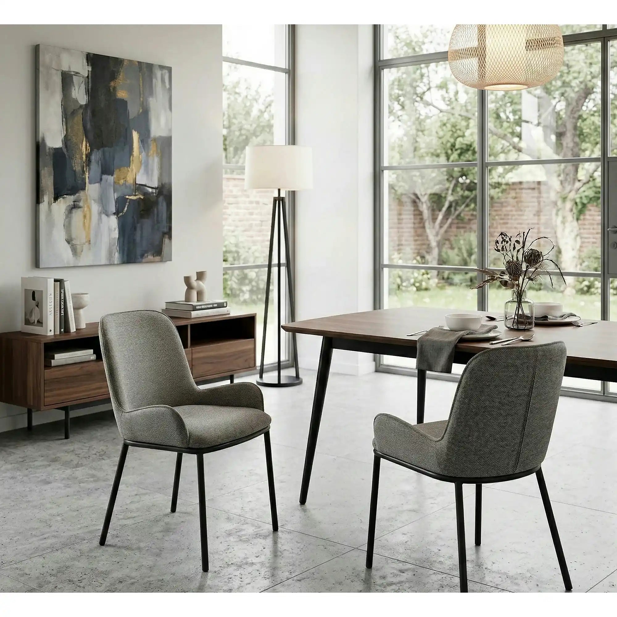 Scaun K481, gri/negru, stofa clasica/metal, 54x60x83 cm