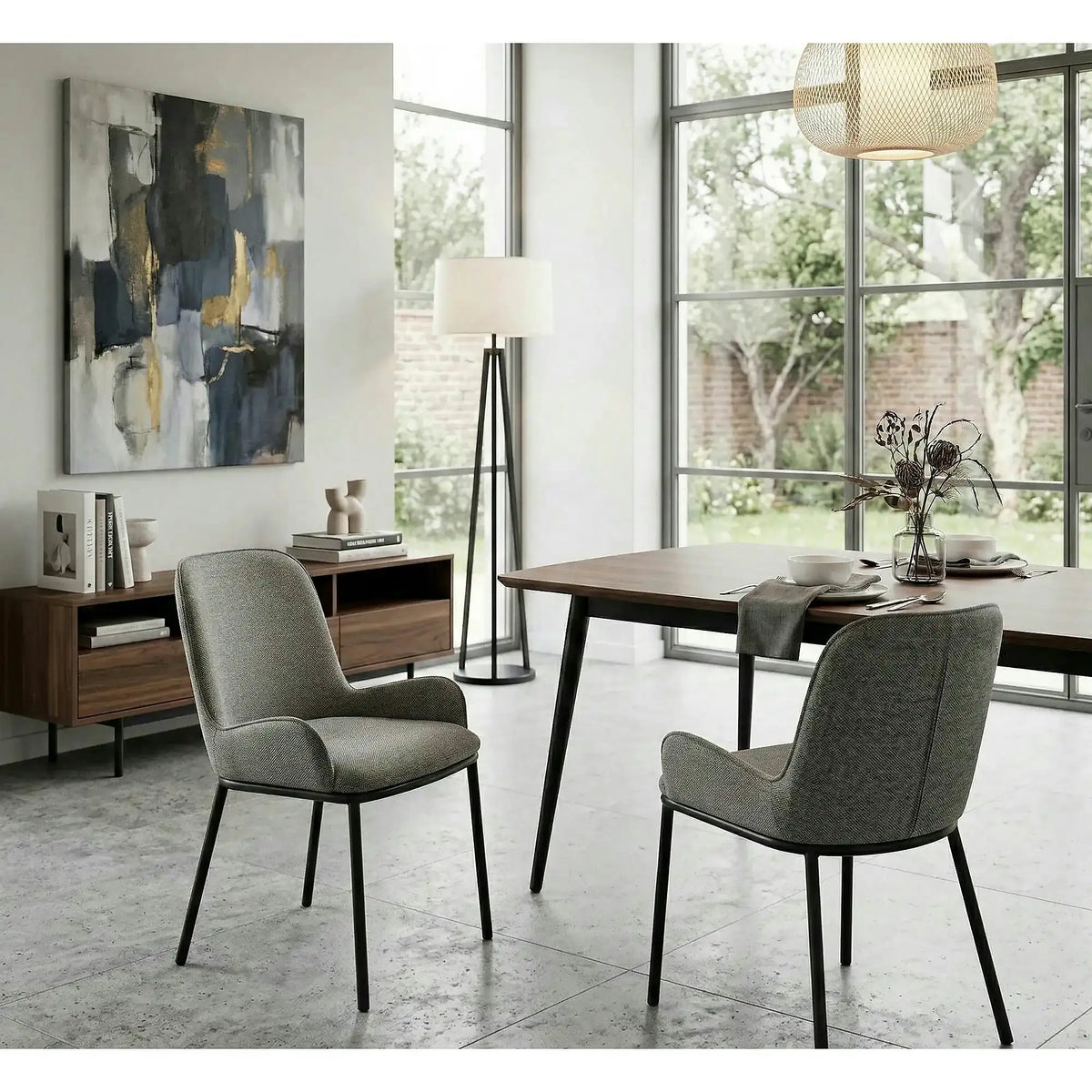 Scaun K481, gri/negru, stofa clasica/metal, 54x60x83 cm
