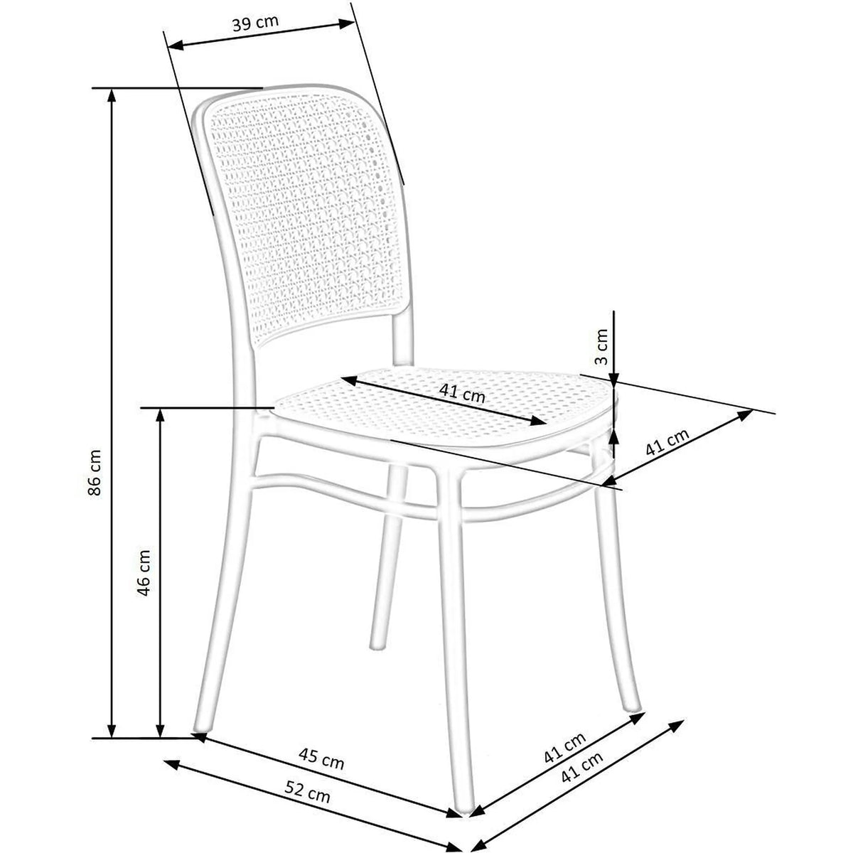 Scaun K483, bej/negru, polipropilena, 41x52x86 cm