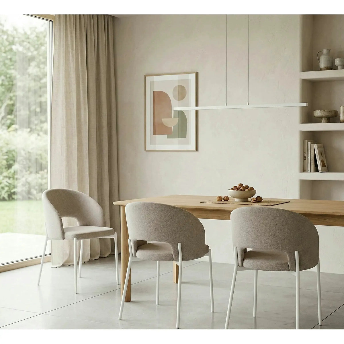 Scaun K486, bej/alb, stofa clasica/metal, 51x57x77 cm