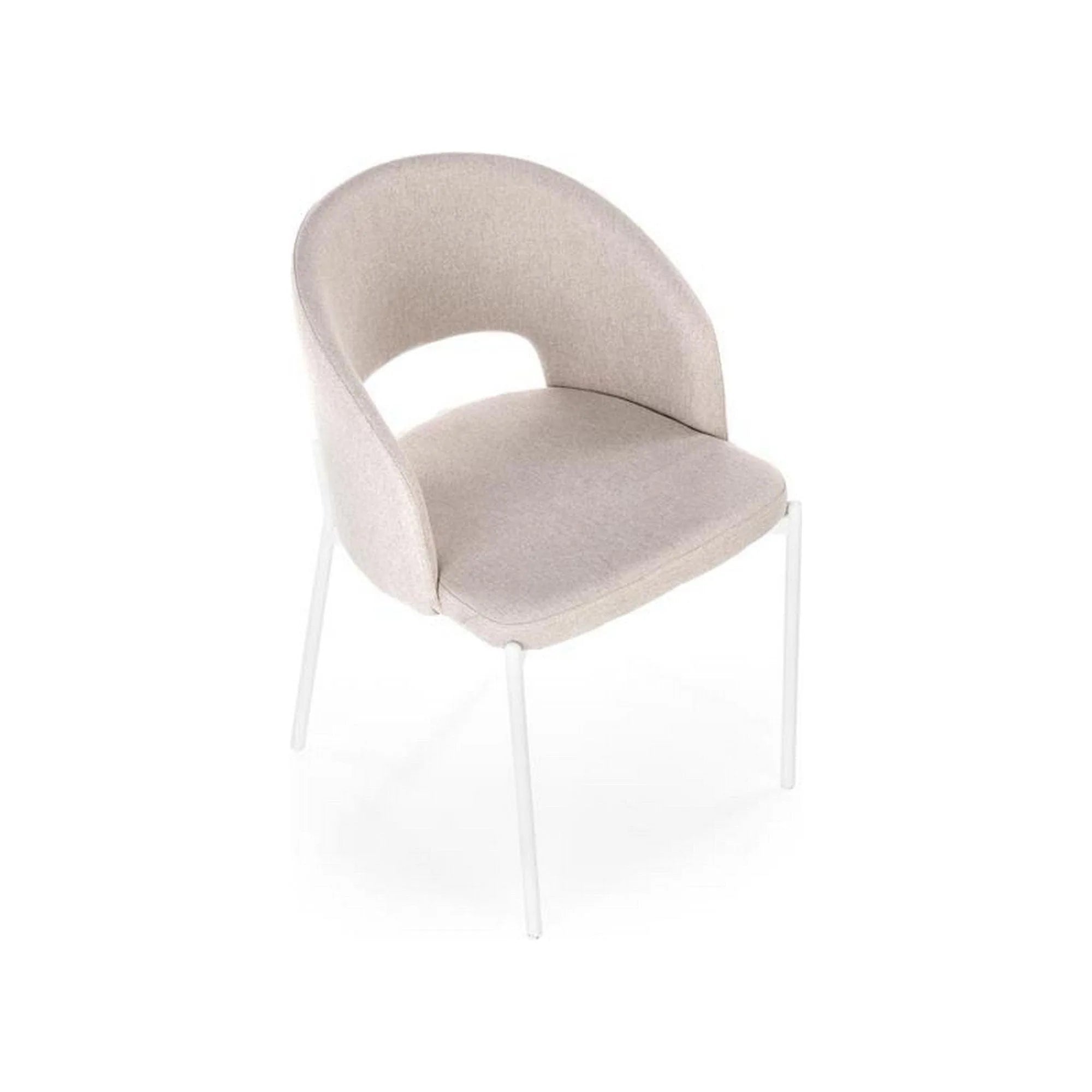 Scaun K486, bej/alb, stofa clasica/metal, 51x57x77 cm