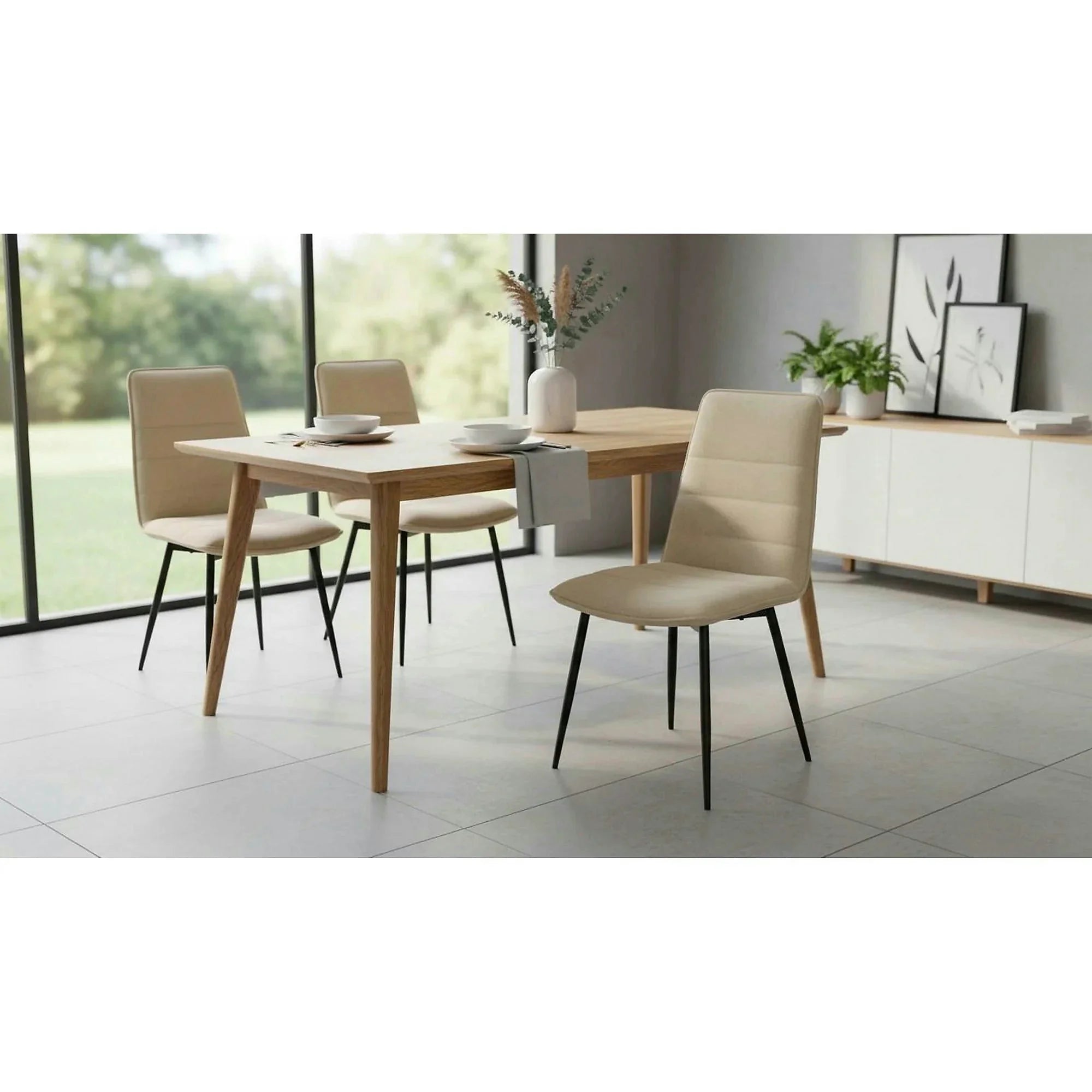 Scaun K493, bej/negru, stofa clasica/metal, 47x60x92 cm