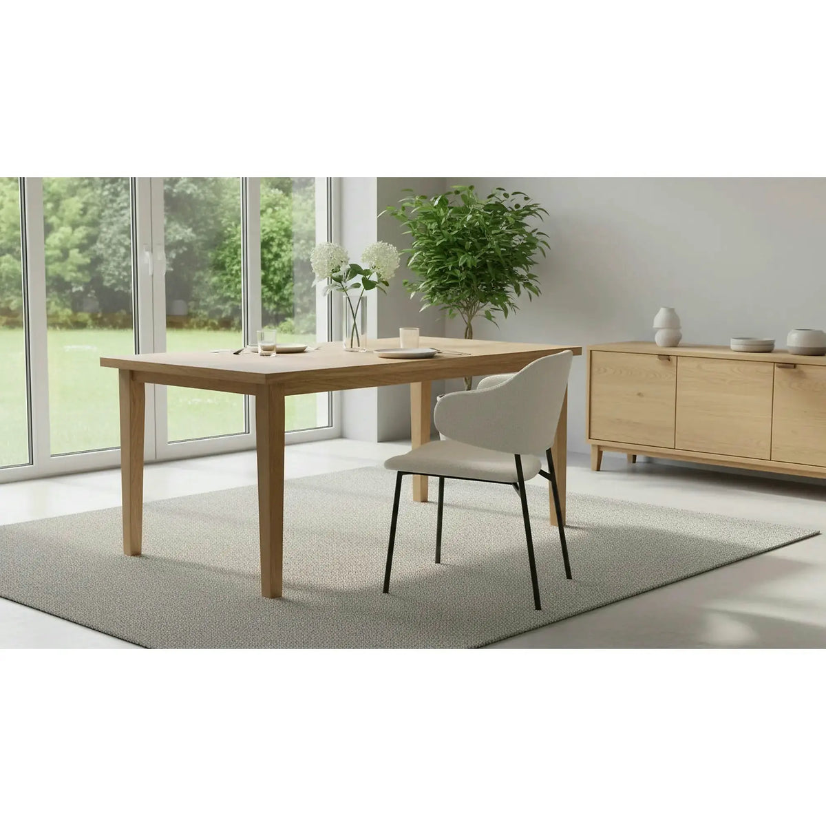 Scaun K497, crem, stofa clasica/metal, 52x62x82 cm