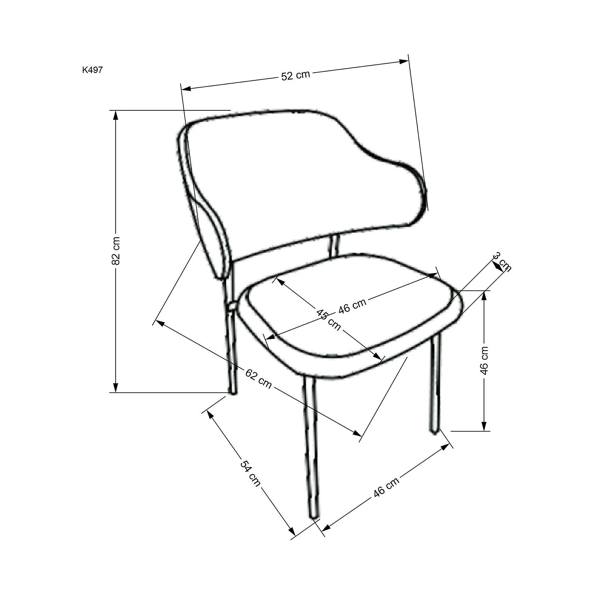 Scaun K497, gri deschis, stofa clasica/metal, 52x62x82 cm