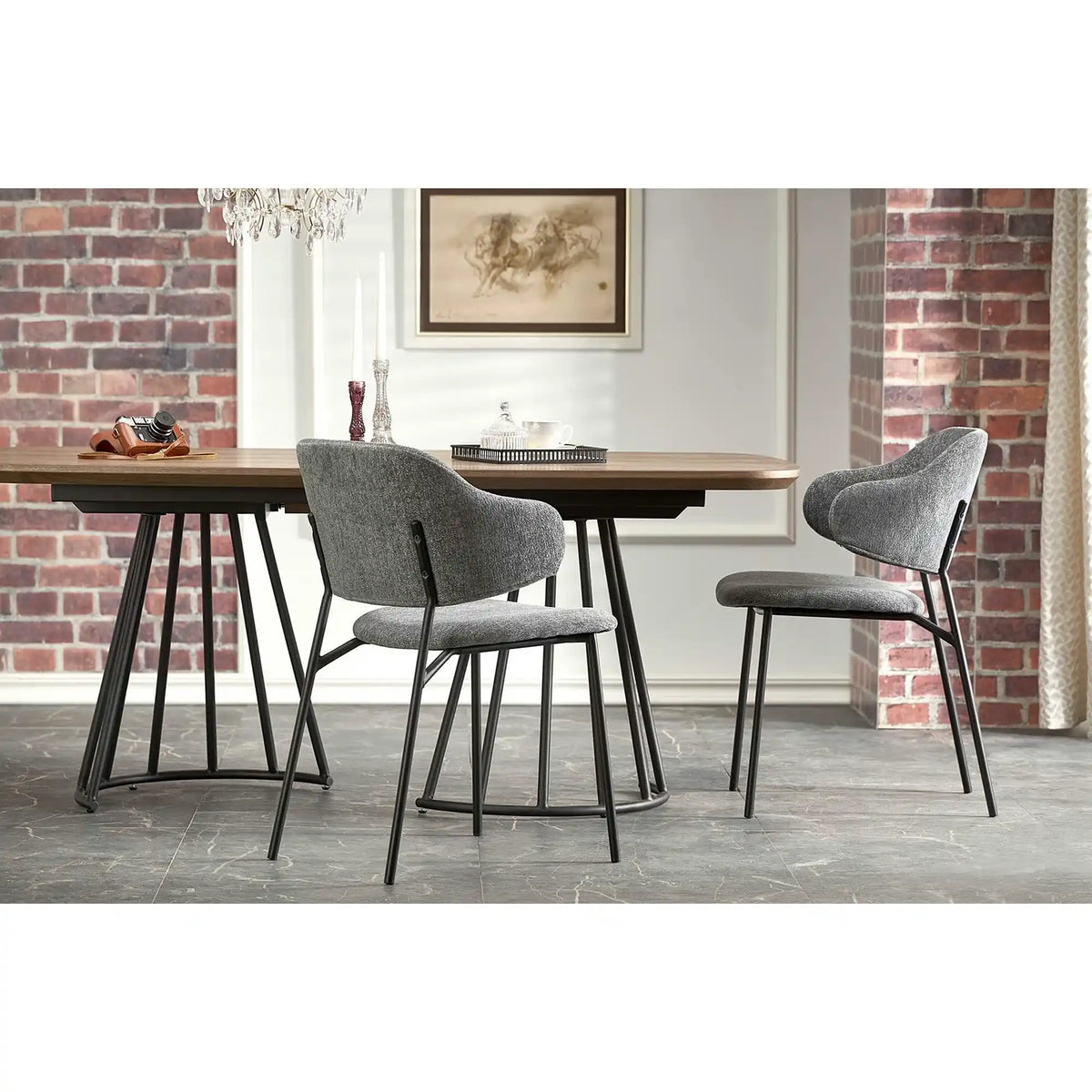 Scaun K497, gri deschis, stofa clasica/metal, 52x62x82 cm