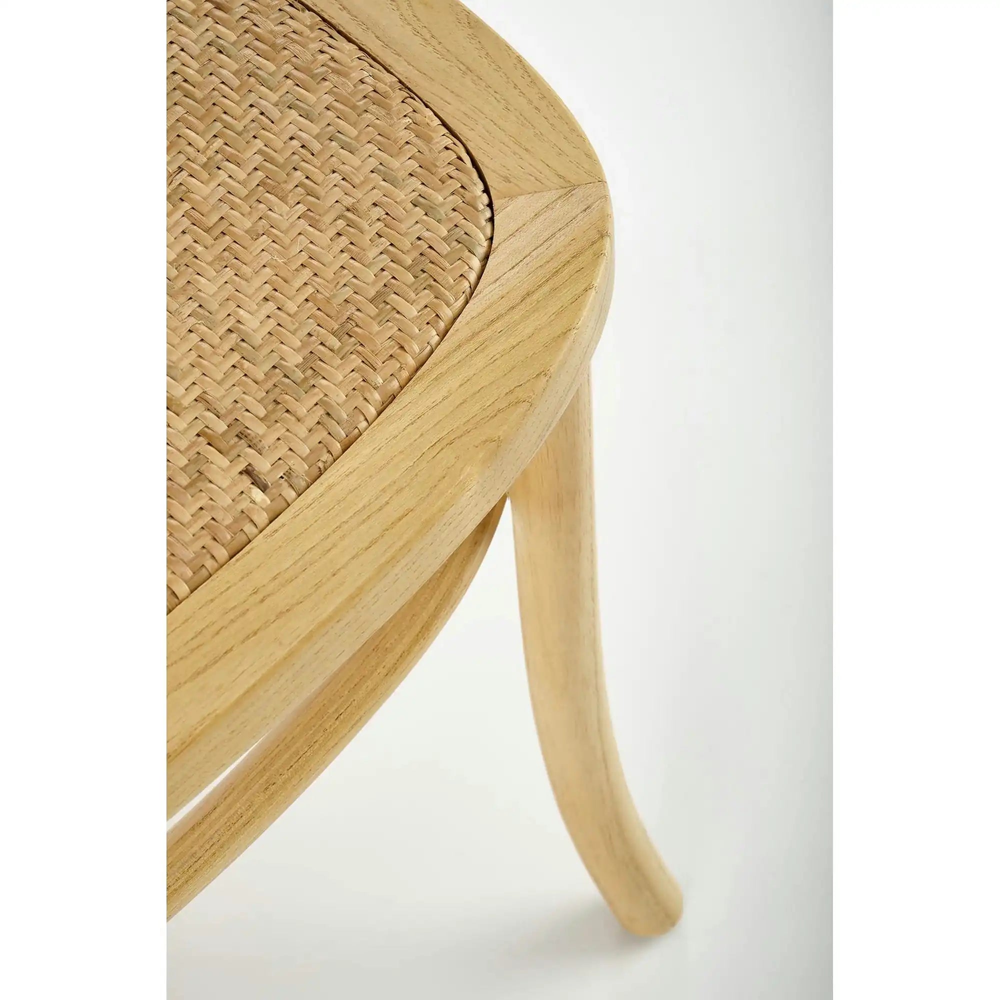 Scaun K502, stejar, ratan natural/lemn, 45x50x89 cm