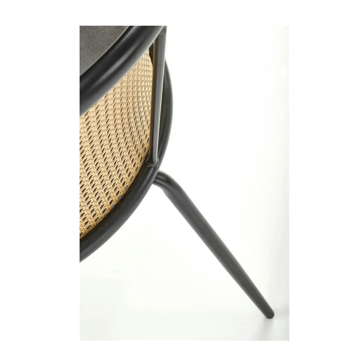 Scaun K508, gri/negru, stofa catifelata/rattan sintetic, 54x57x78 cm