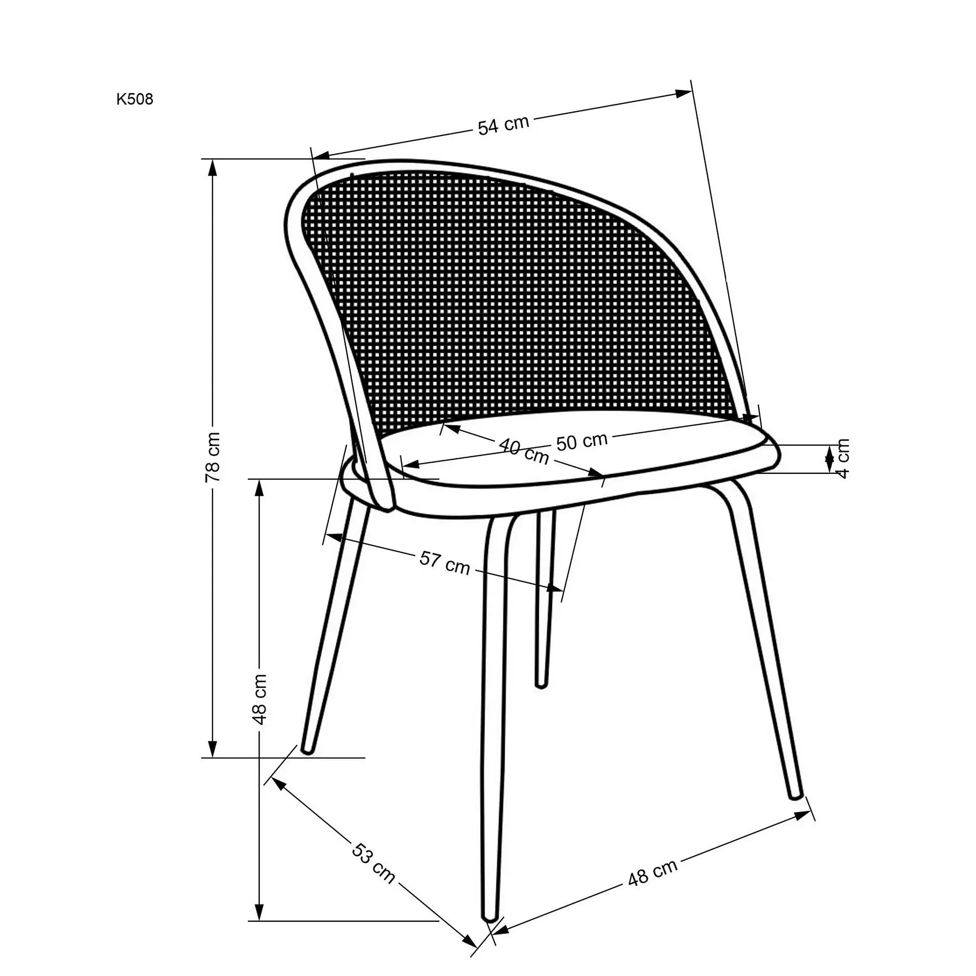 Scaun K508, verde inchis/negru, stofa catifelata/rattan sintetic, 54x57x78 cm