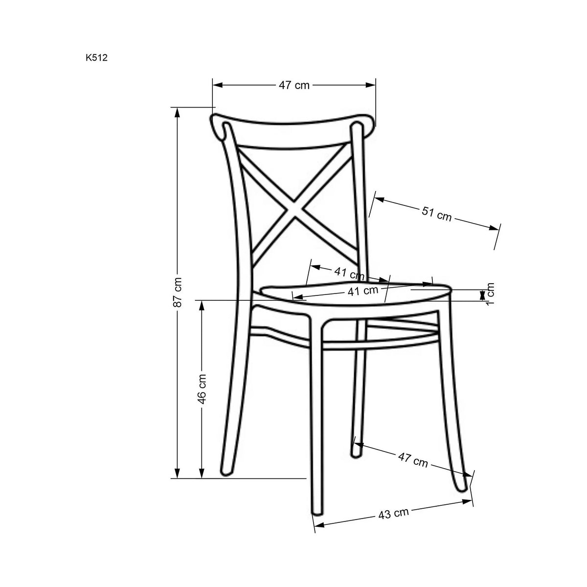 Scaun K512, maro/negru, plastic, 47x51x87 cm