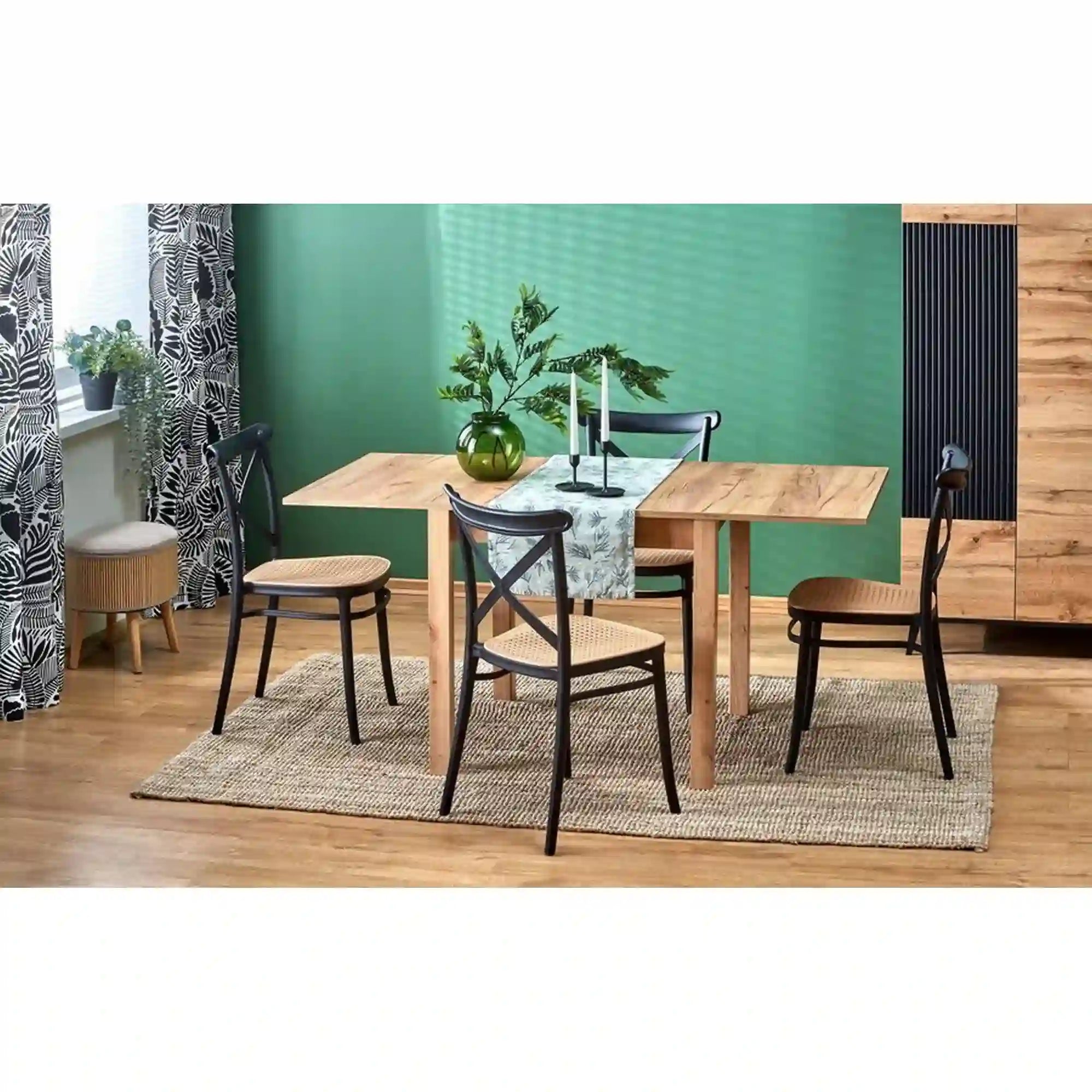 Scaun K512, maro/negru, plastic, 47x51x87 cm