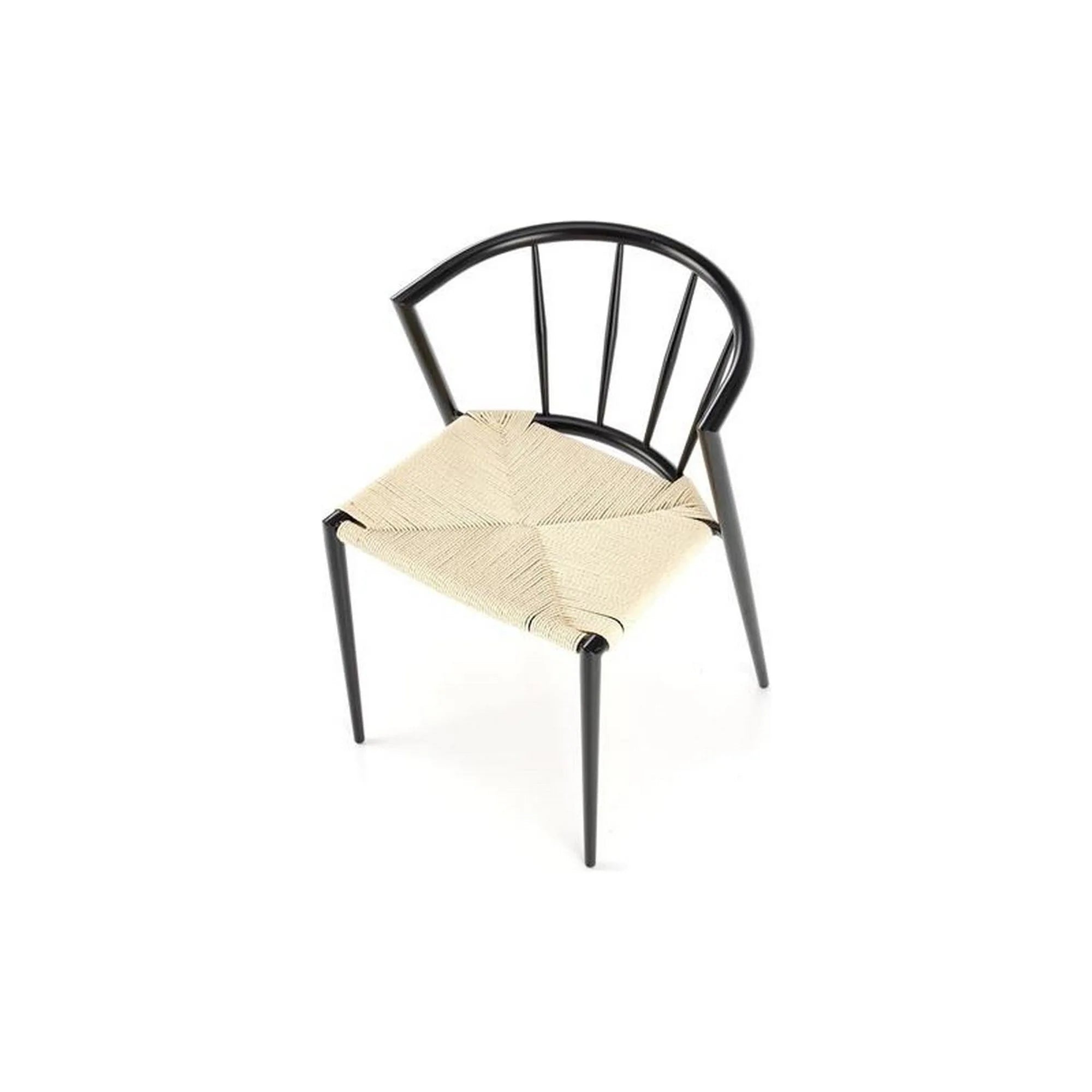 Scaun K515, bej/negru, sfoara/metal, 51x52x72 cm