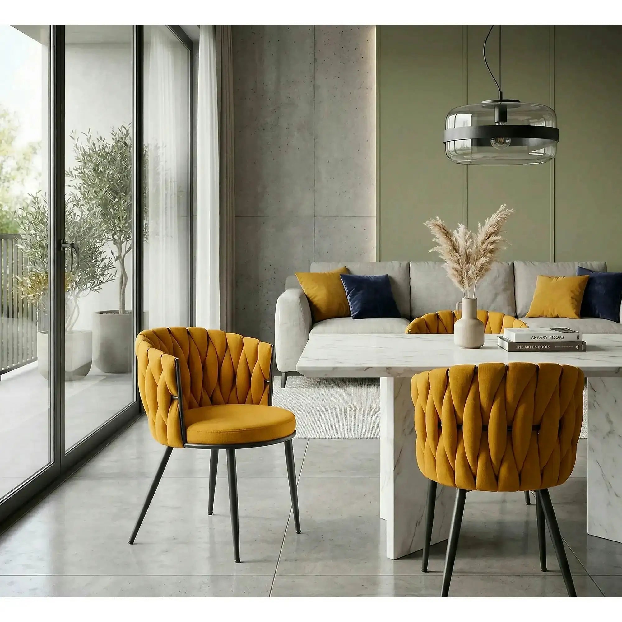 Scaun K516, galben/negru, stofa clasica/metal, 57x60x79 cm
