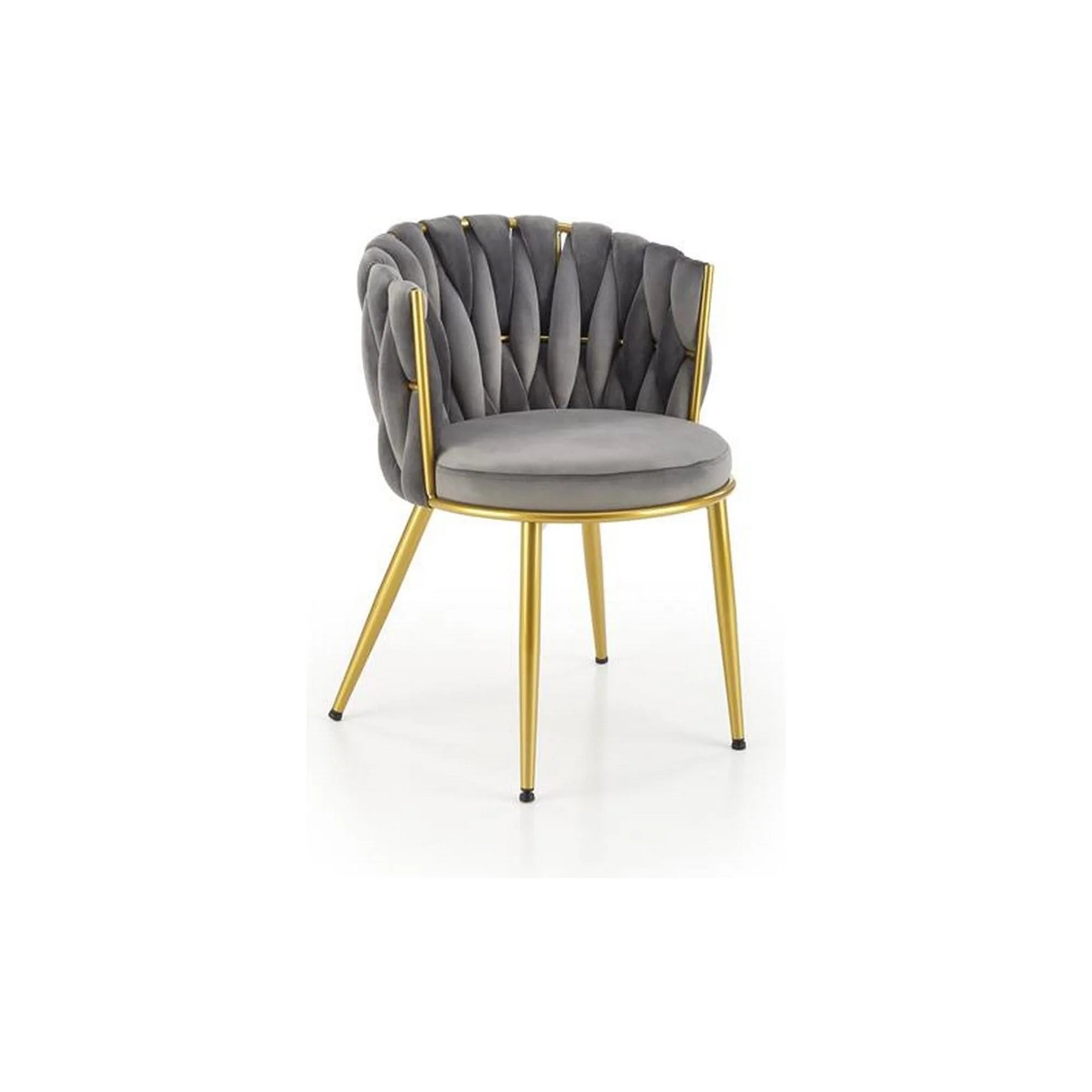 Scaun K517, gri/auriu, stofa catifelata/metal, 57x60x79 cm
