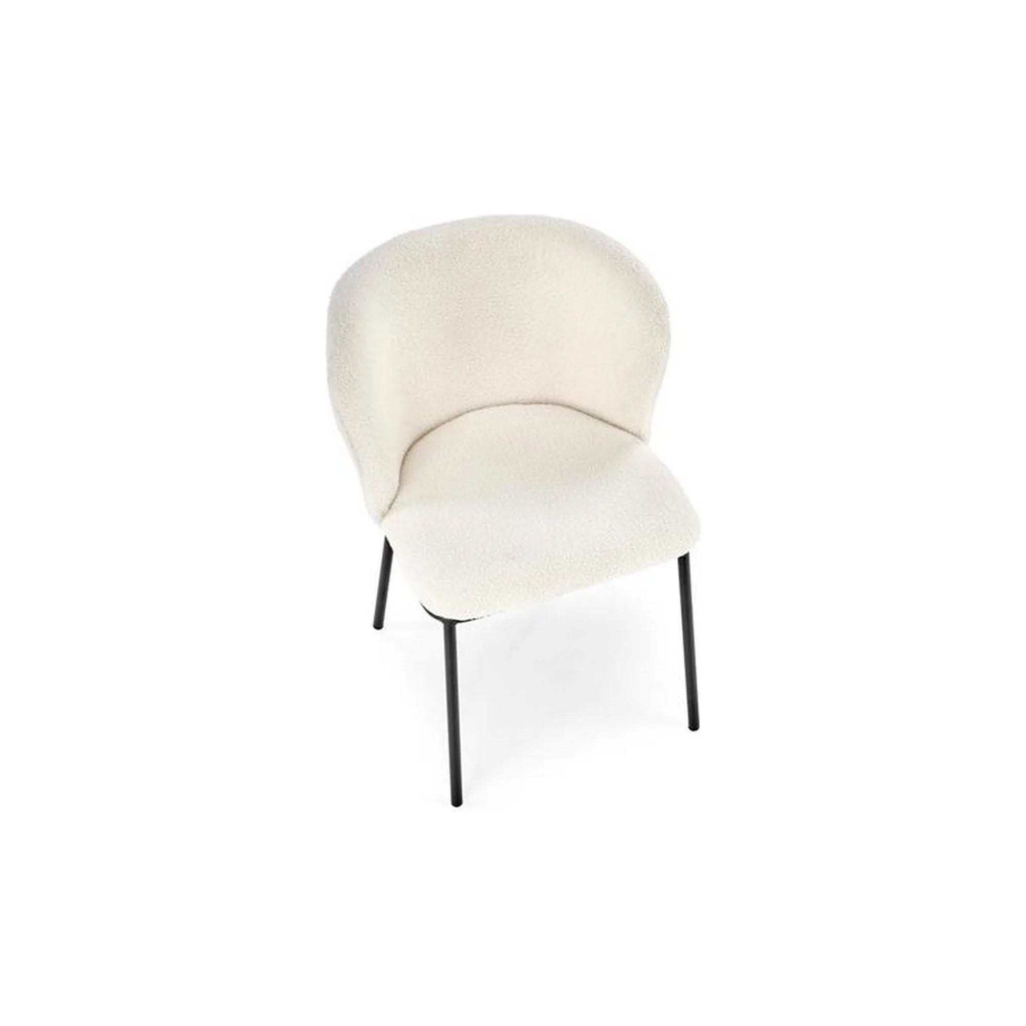 Scaun K518, crem, stofa buclata/metal, 57x59x75 cm