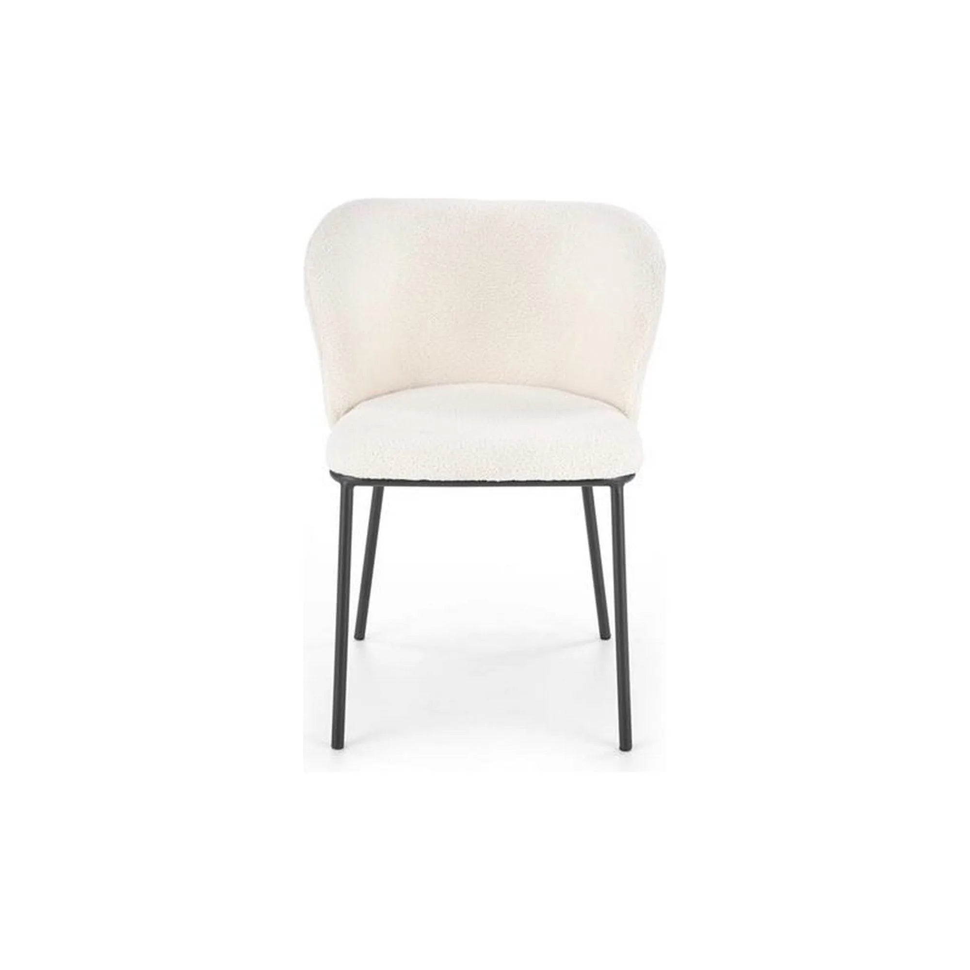 Scaun K518, crem, stofa buclata/metal, 57x59x75 cm