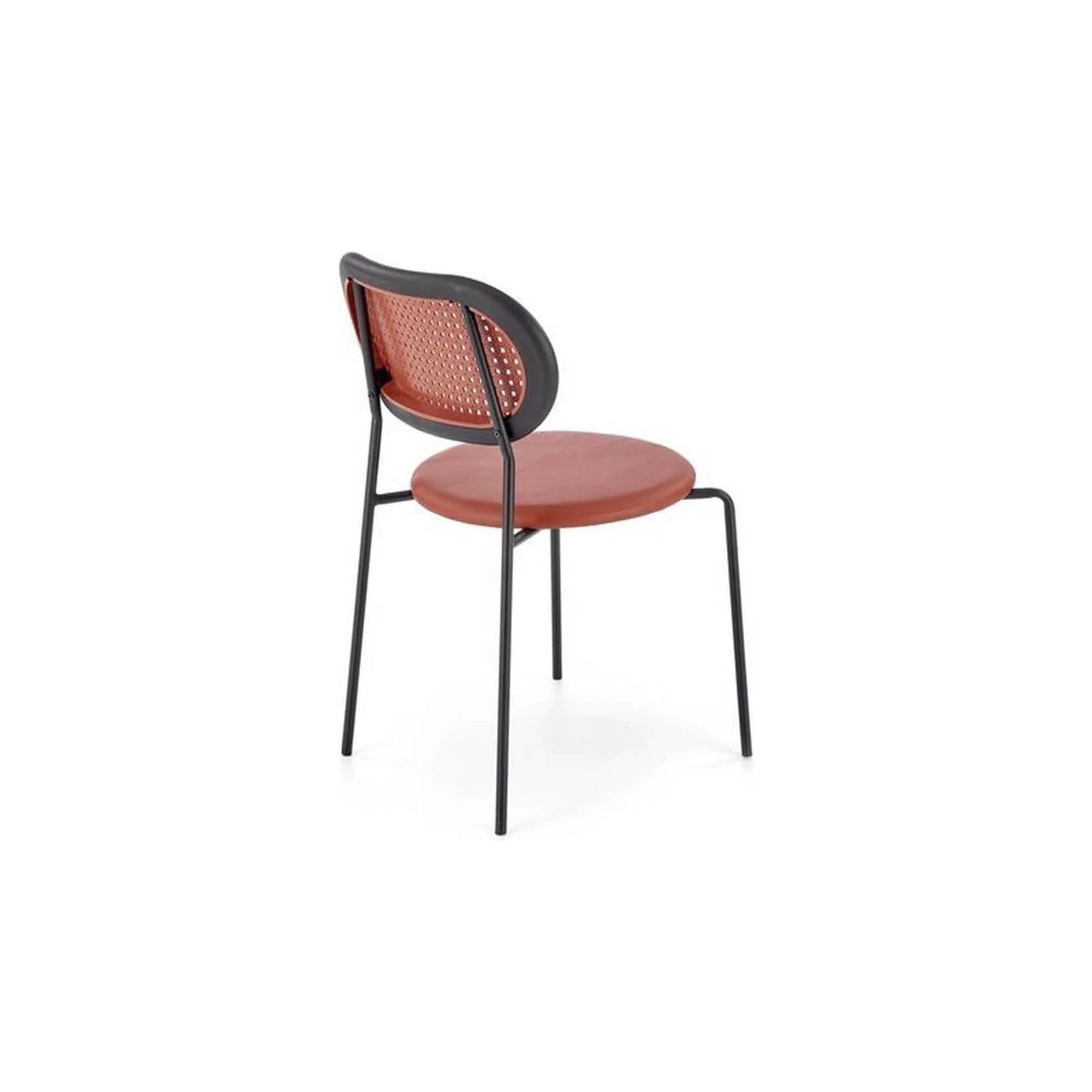 Scaun K524, maro/negru, piele ecologica/rattan sintetic, 46x51x78 cm