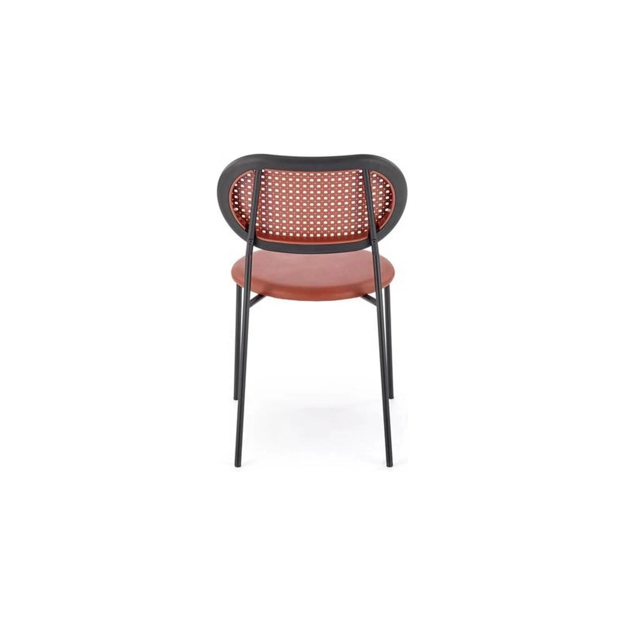 Scaun K524, maro/negru, piele ecologica/rattan sintetic, 46x51x78 cm