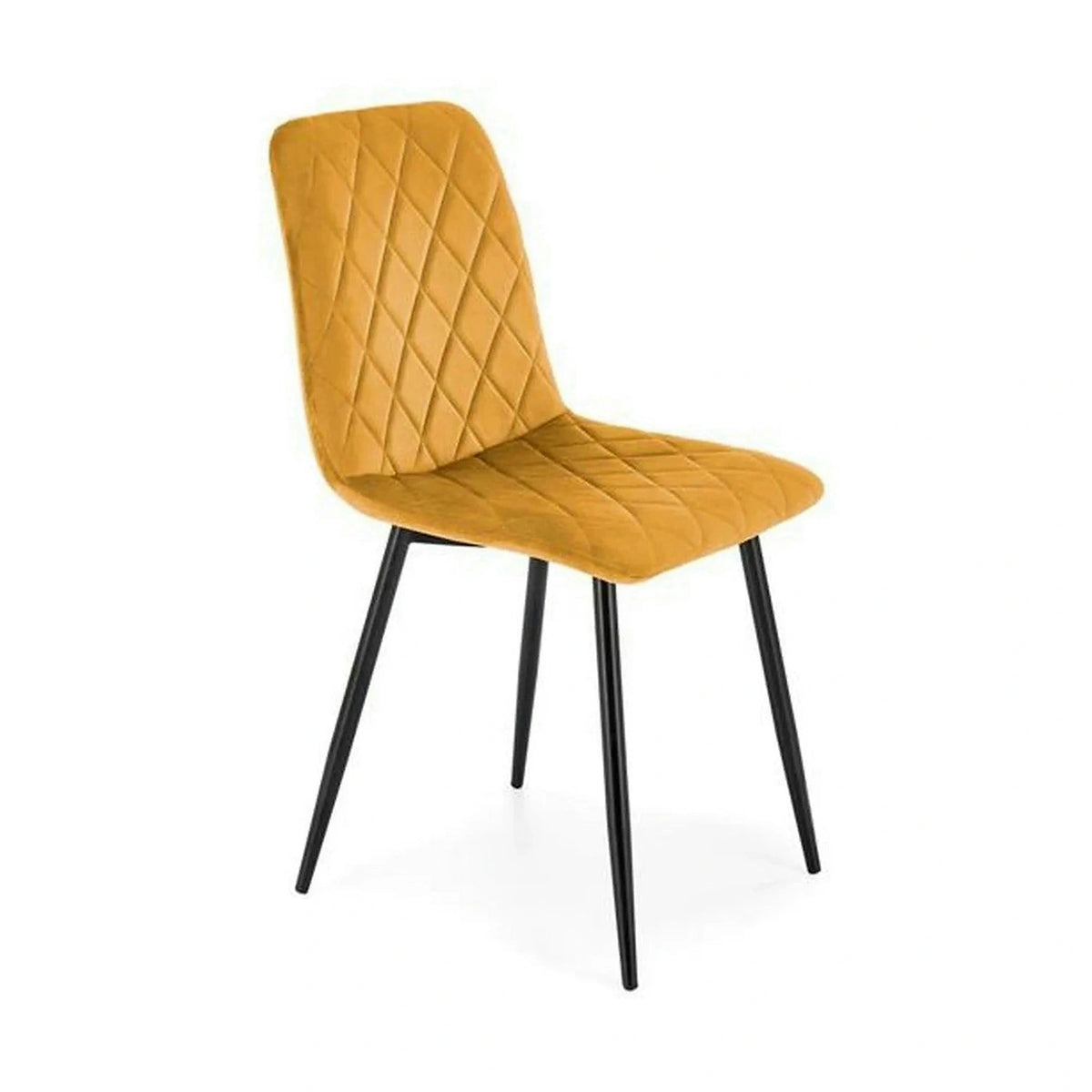 Scaun K525, galben/negru, stofa catifelata/metal, 45x55x89 cm