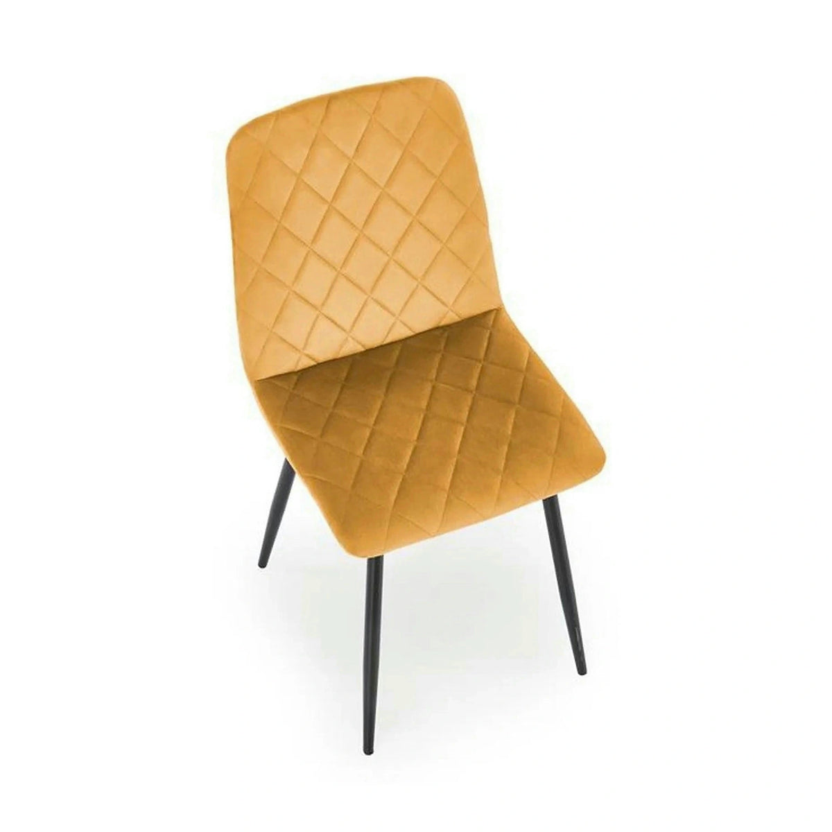 Scaun K525, galben/negru, stofa catifelata/metal, 45x55x89 cm
