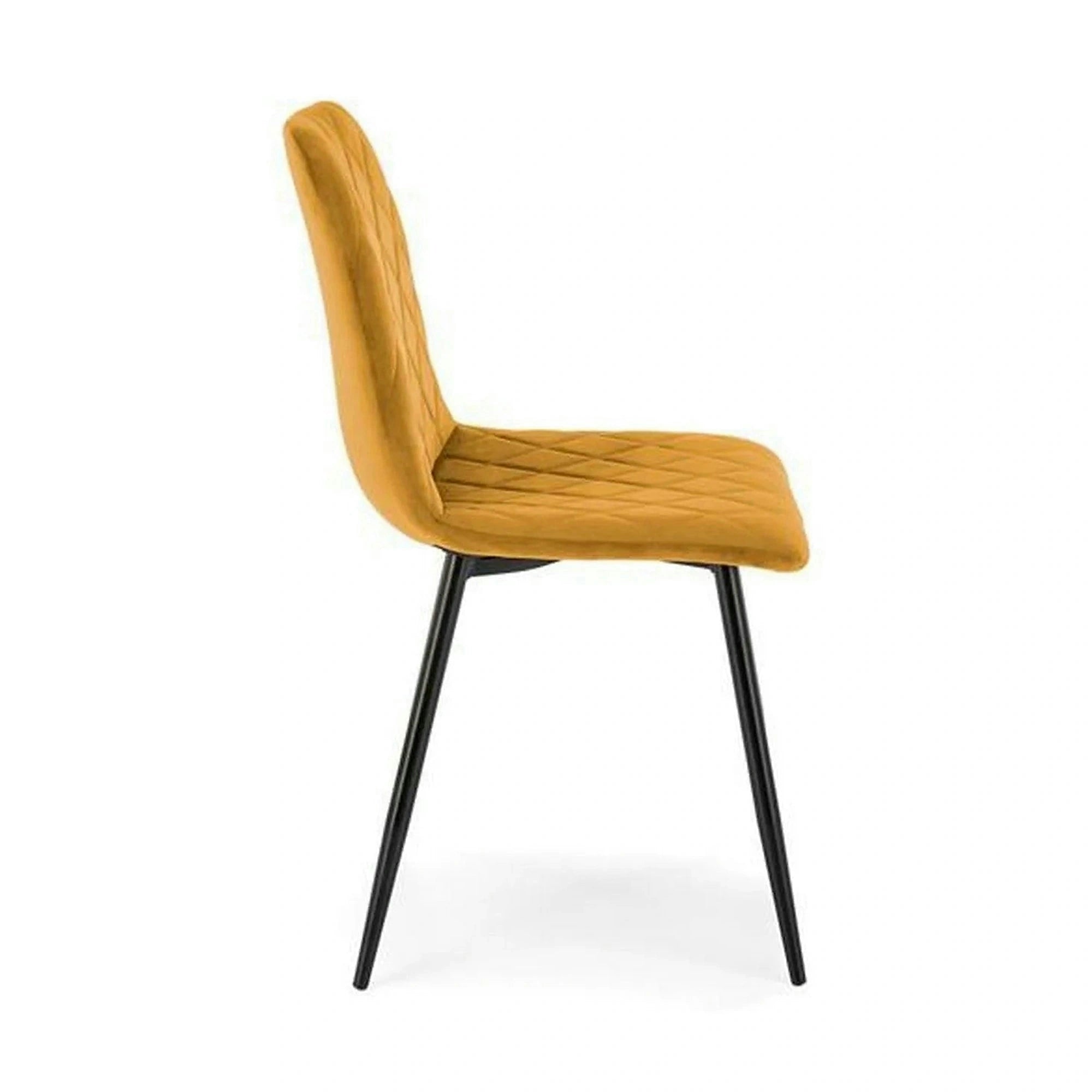 Scaun K525, galben/negru, stofa catifelata/metal, 45x55x89 cm