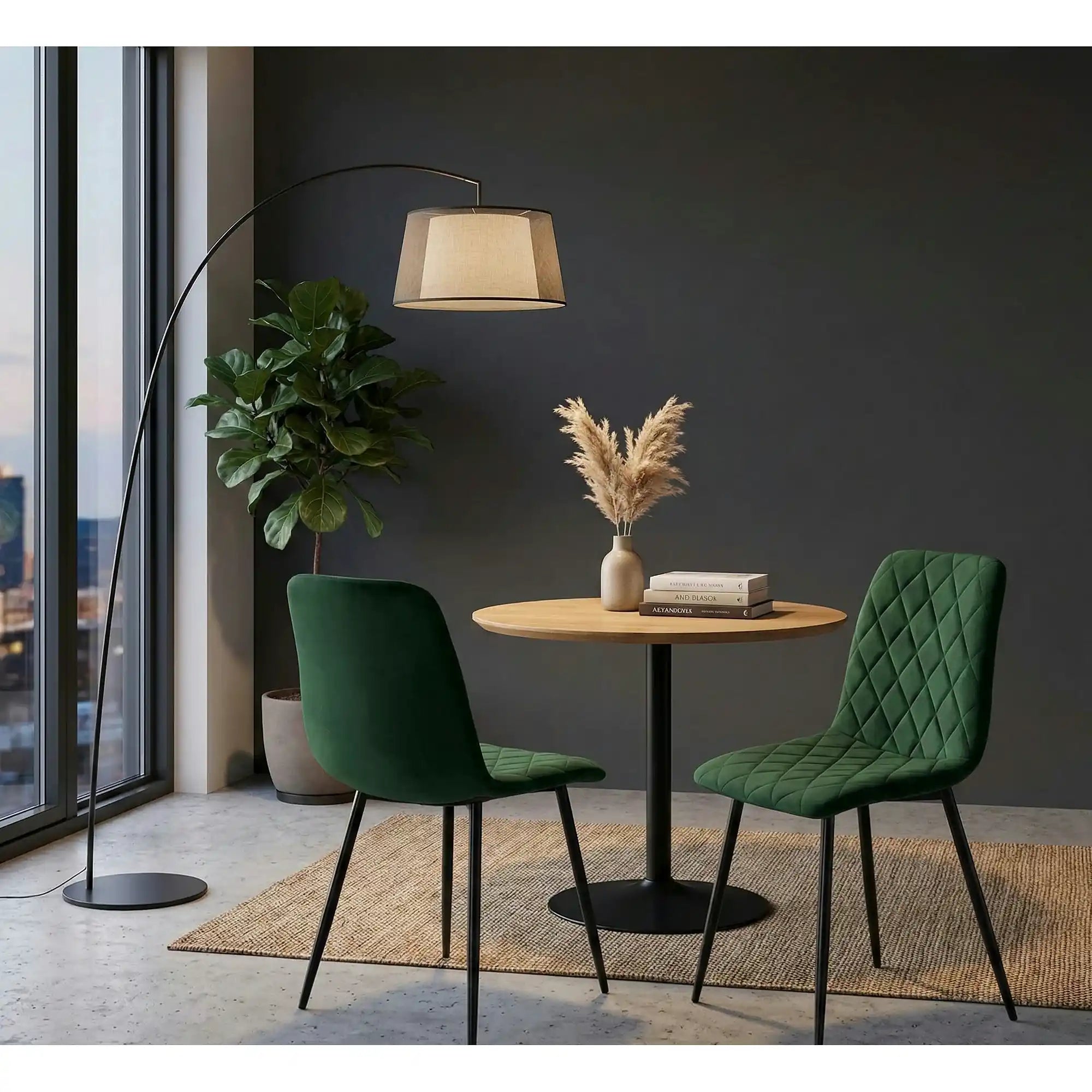 Scaun K525, verde inchis/negru, stofa catifelata/metal, 45x55x89 cm