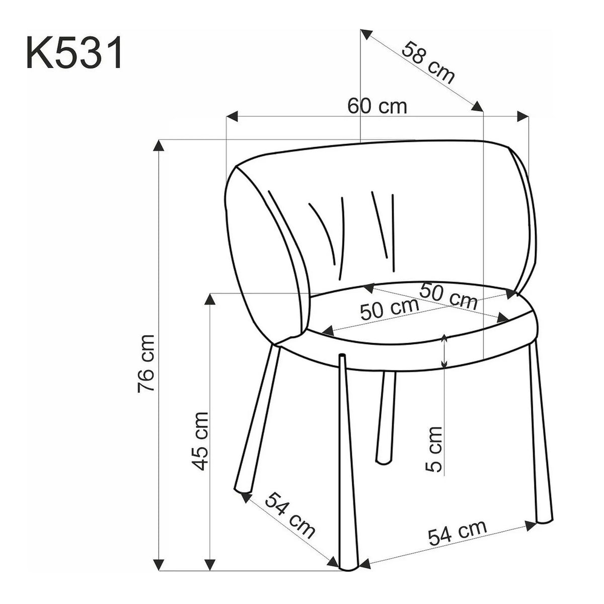 Scaun K531, bej/negru, stofa catifelata/metal, 60x58x76 cm
