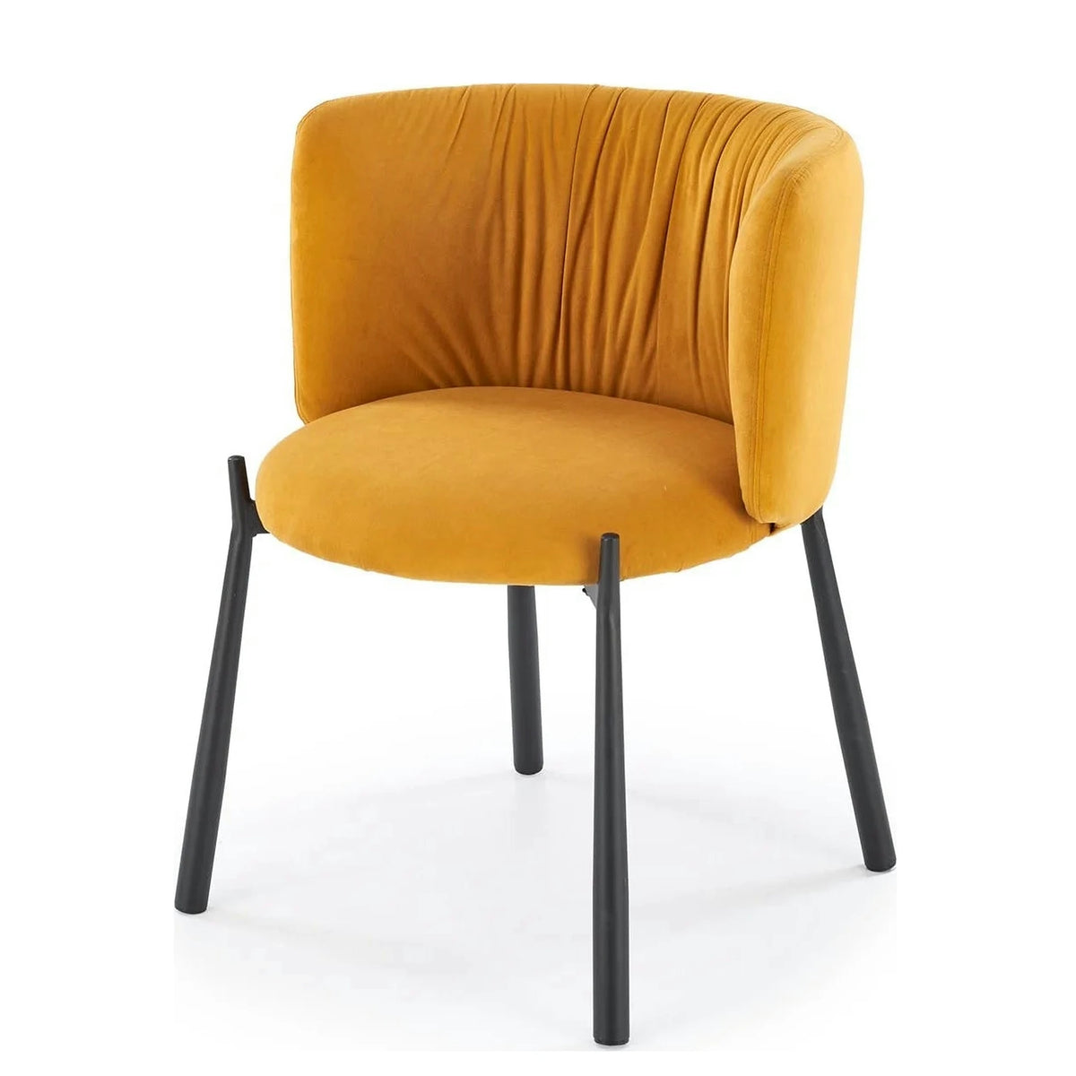 Scaun K531, galben mustar/negru, stofa catifelata/metal, 60x58x76 cm