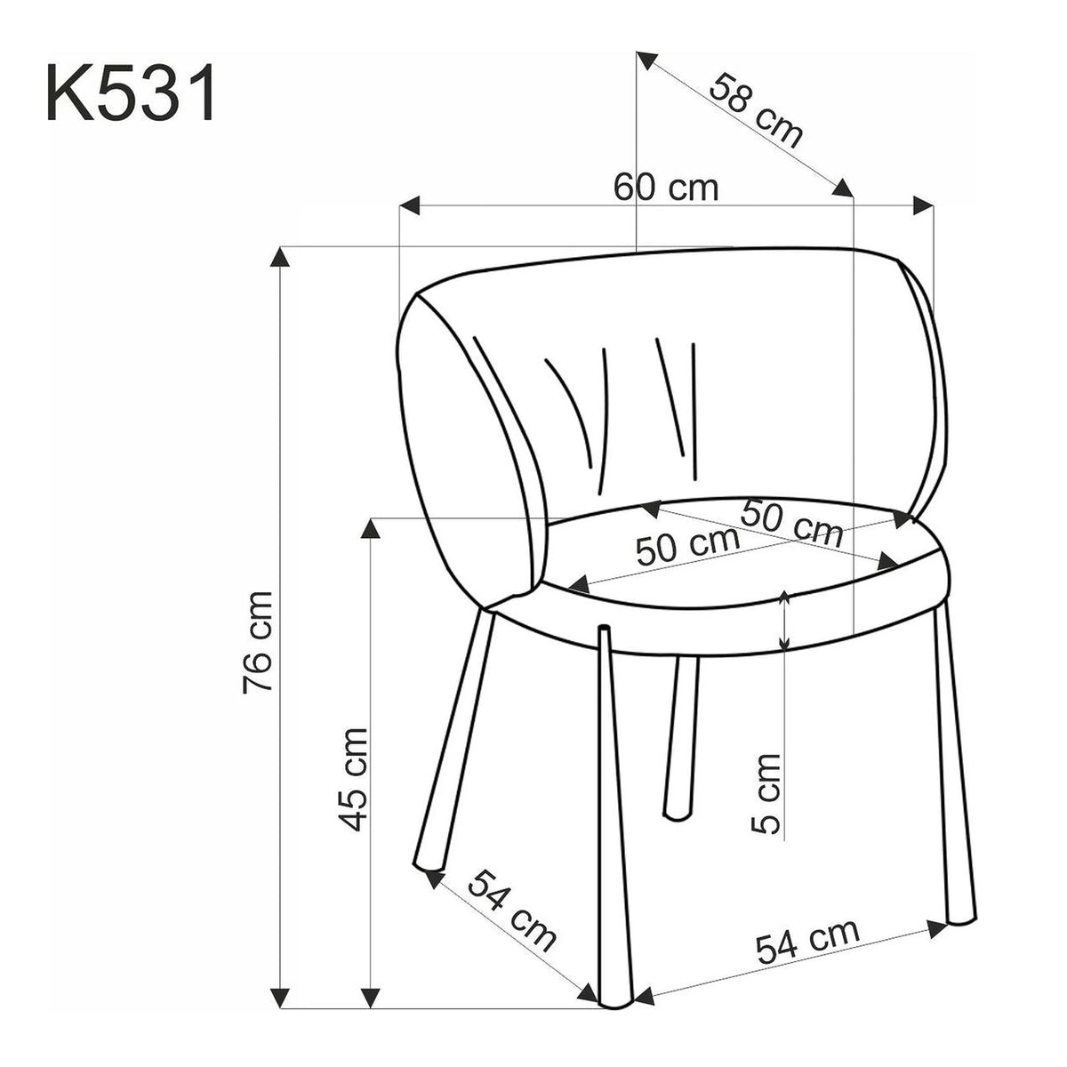 Scaun K531, galben mustar/negru, stofa catifelata/metal, 60x58x76 cm