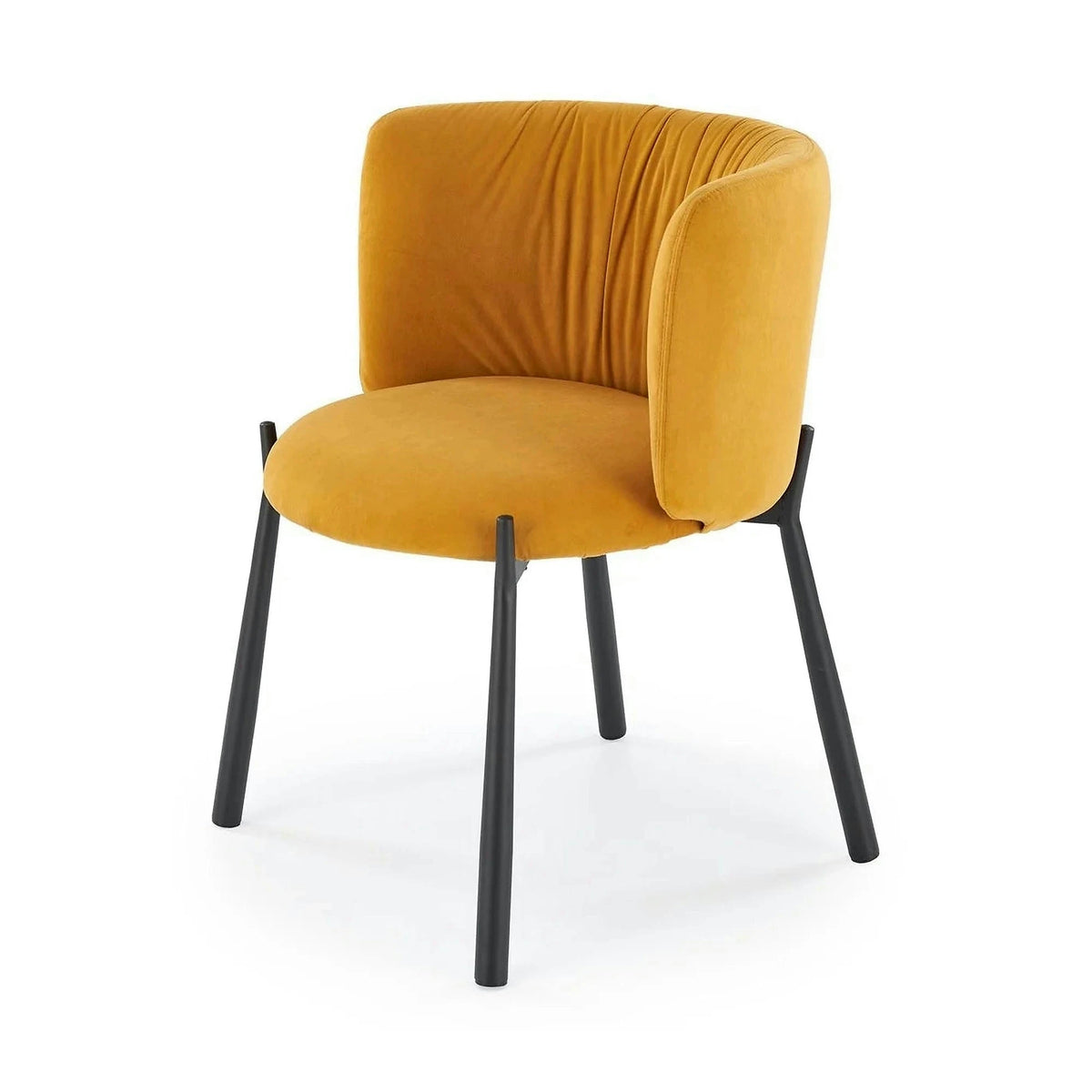 Scaun K531, galben mustar/negru, stofa catifelata/metal, 60x58x76 cm