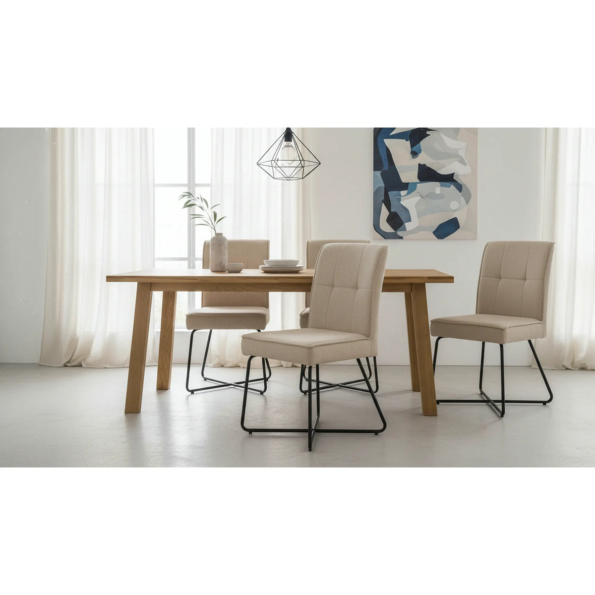 Scaun K534, bej/negru, stofa clasica/metal, 50x60x90 cm