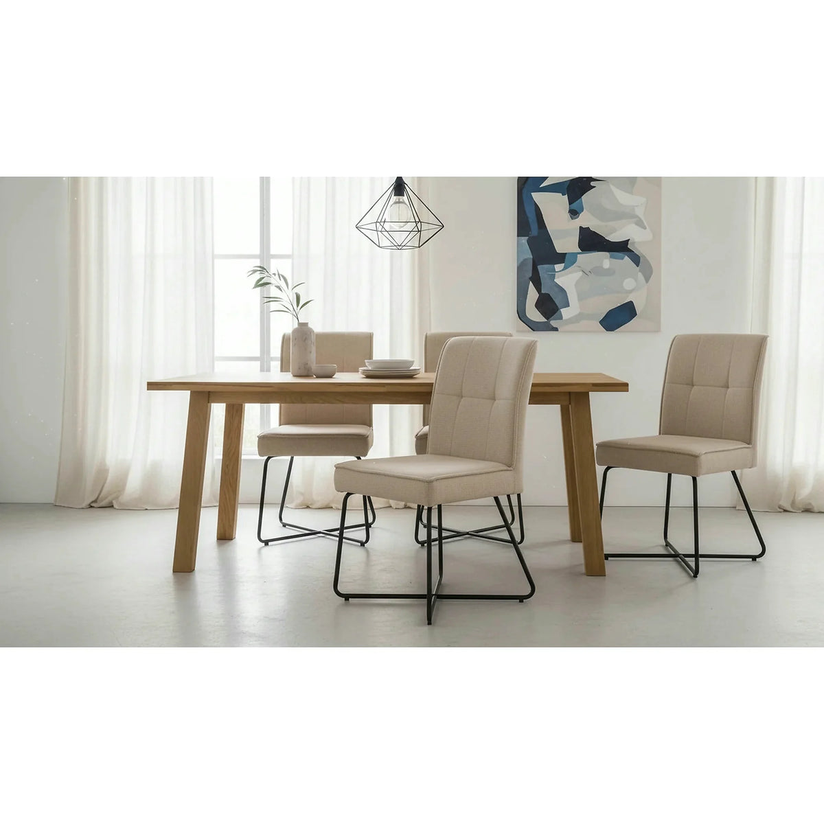 Scaun K534, bej/negru, stofa clasica/metal, 50x60x90 cm