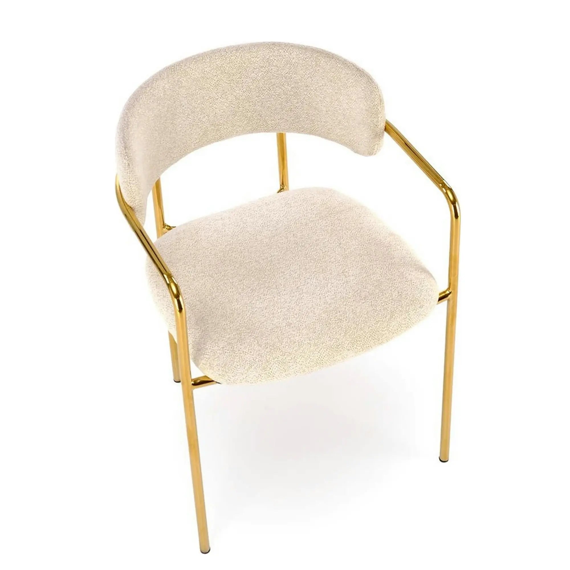 Scaun K537, crem/auriu, stofa clasica/metal, 54x56x76 cm