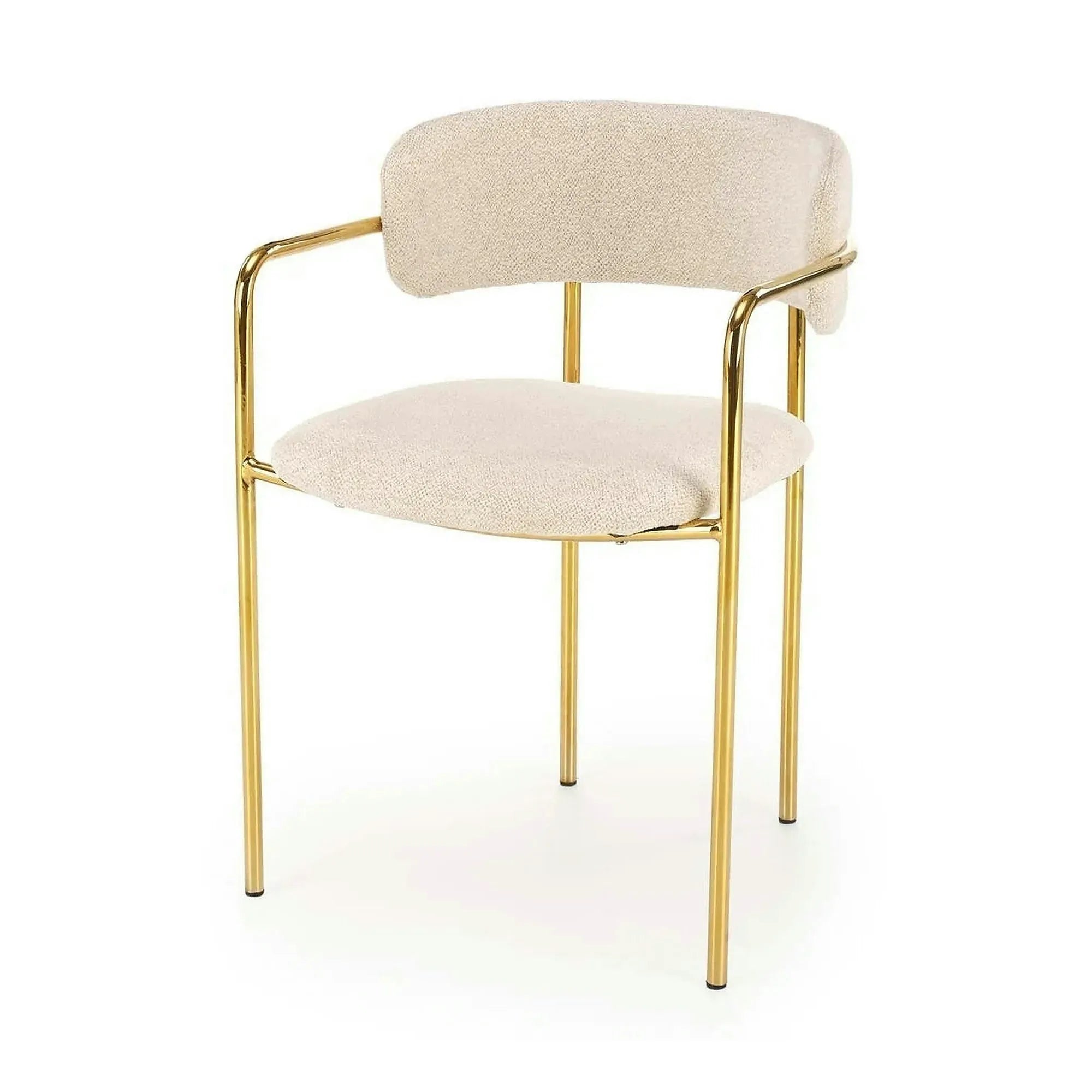 Scaun K537, crem/auriu, stofa clasica/metal, 54x56x76 cm